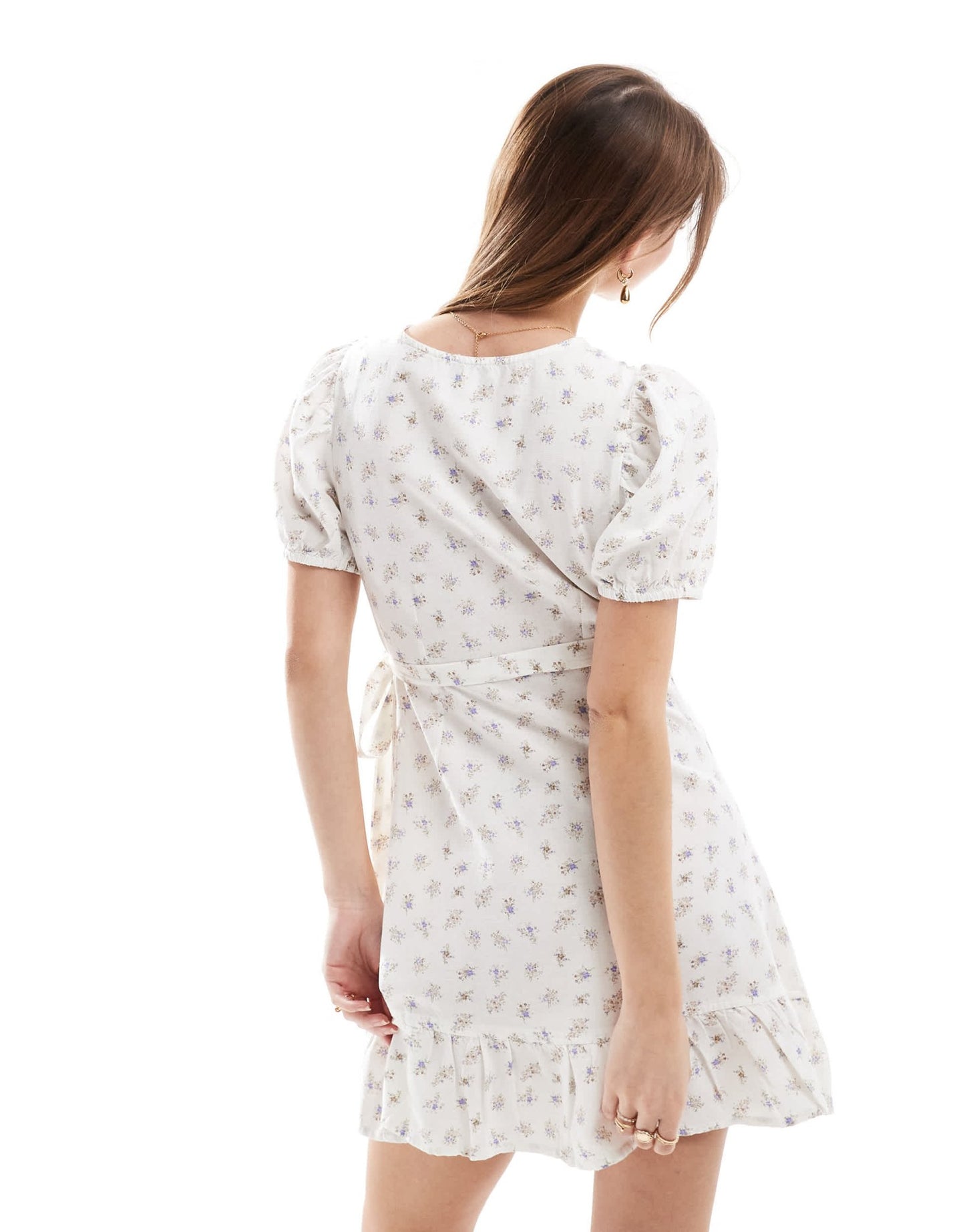 Brave Soul ditsy print mini wrap dress in white - ASOS Sample Sale EU Store
