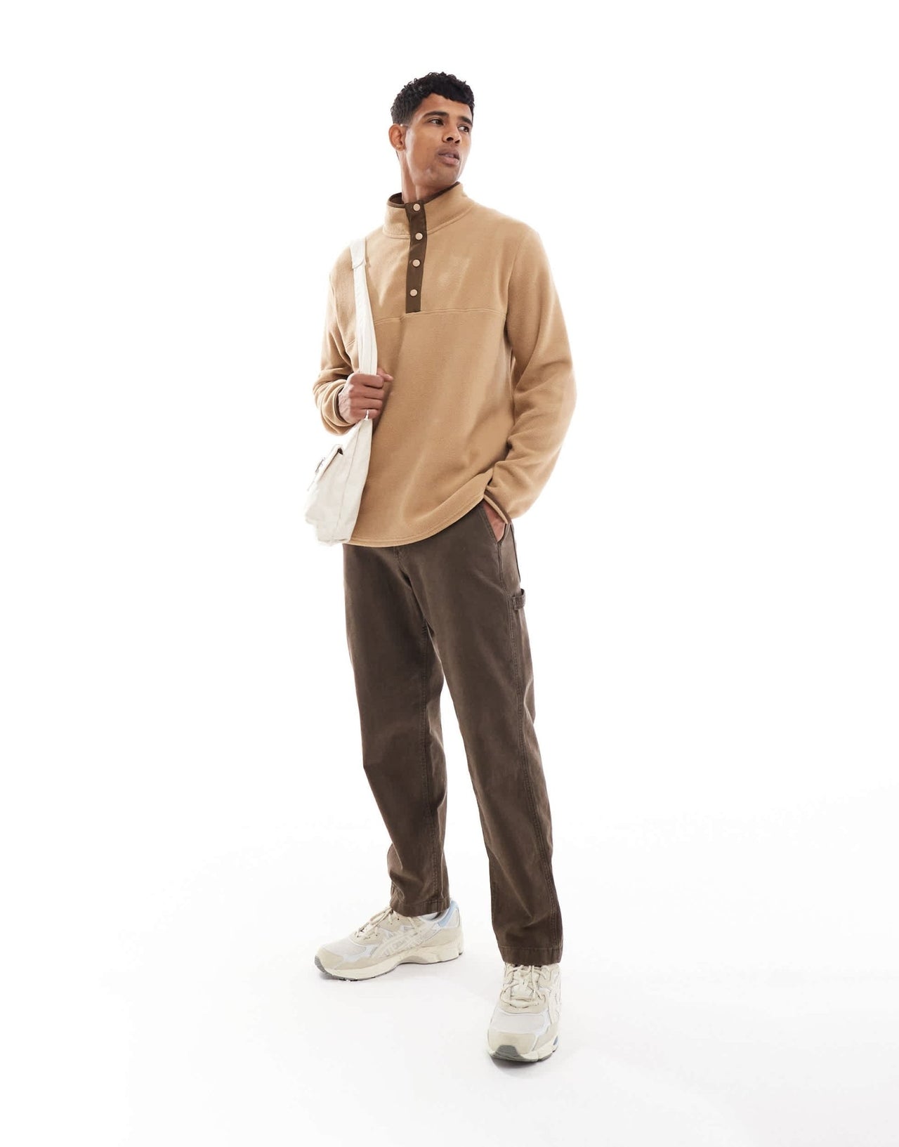 Brave Soul funnel neck fleece with contrast detail in tan - ASOS Sample Sale EU Store