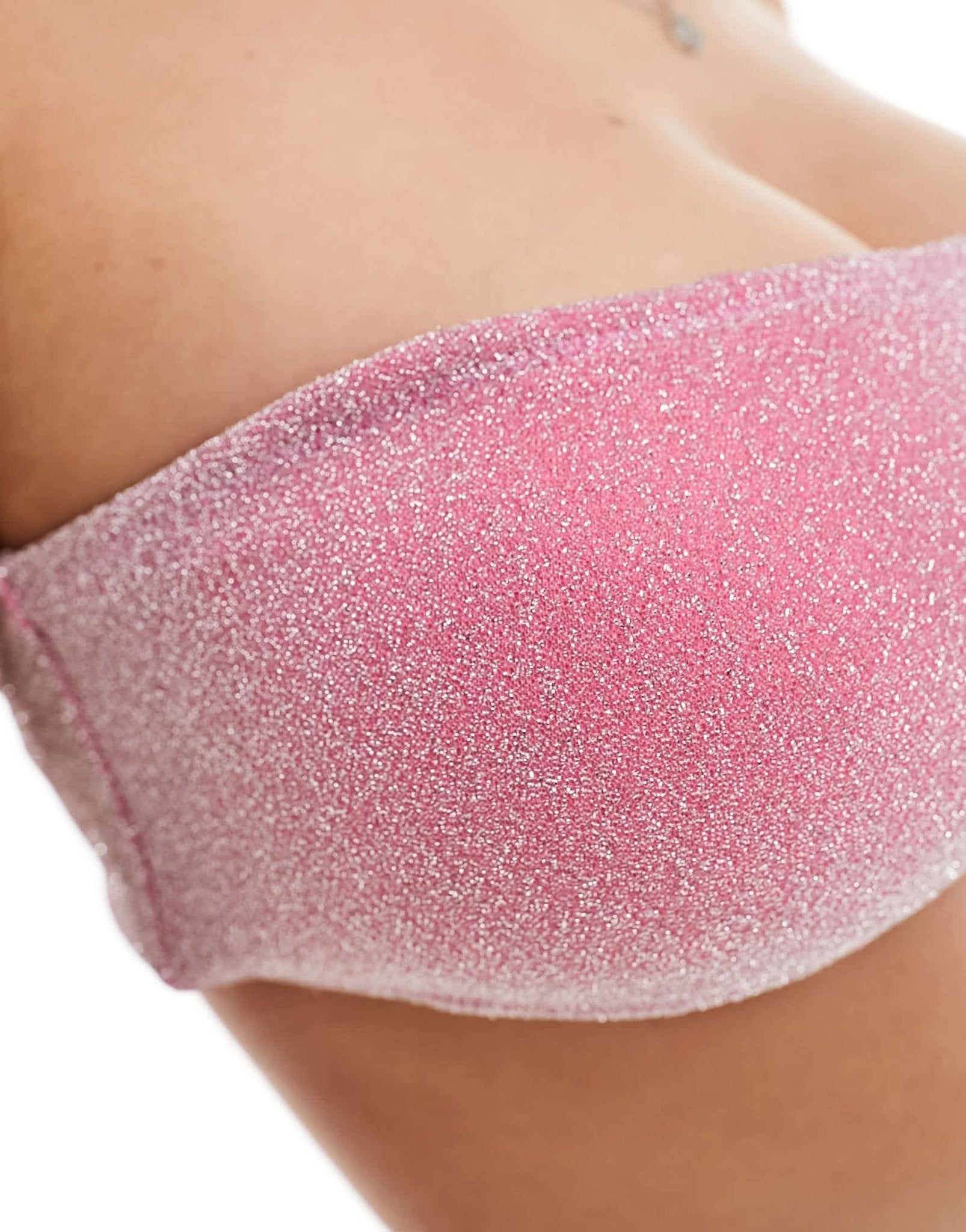 Brave Soul glitter bandeau bikini top with removable cups in pink - ASOS Sample Sale EU Store