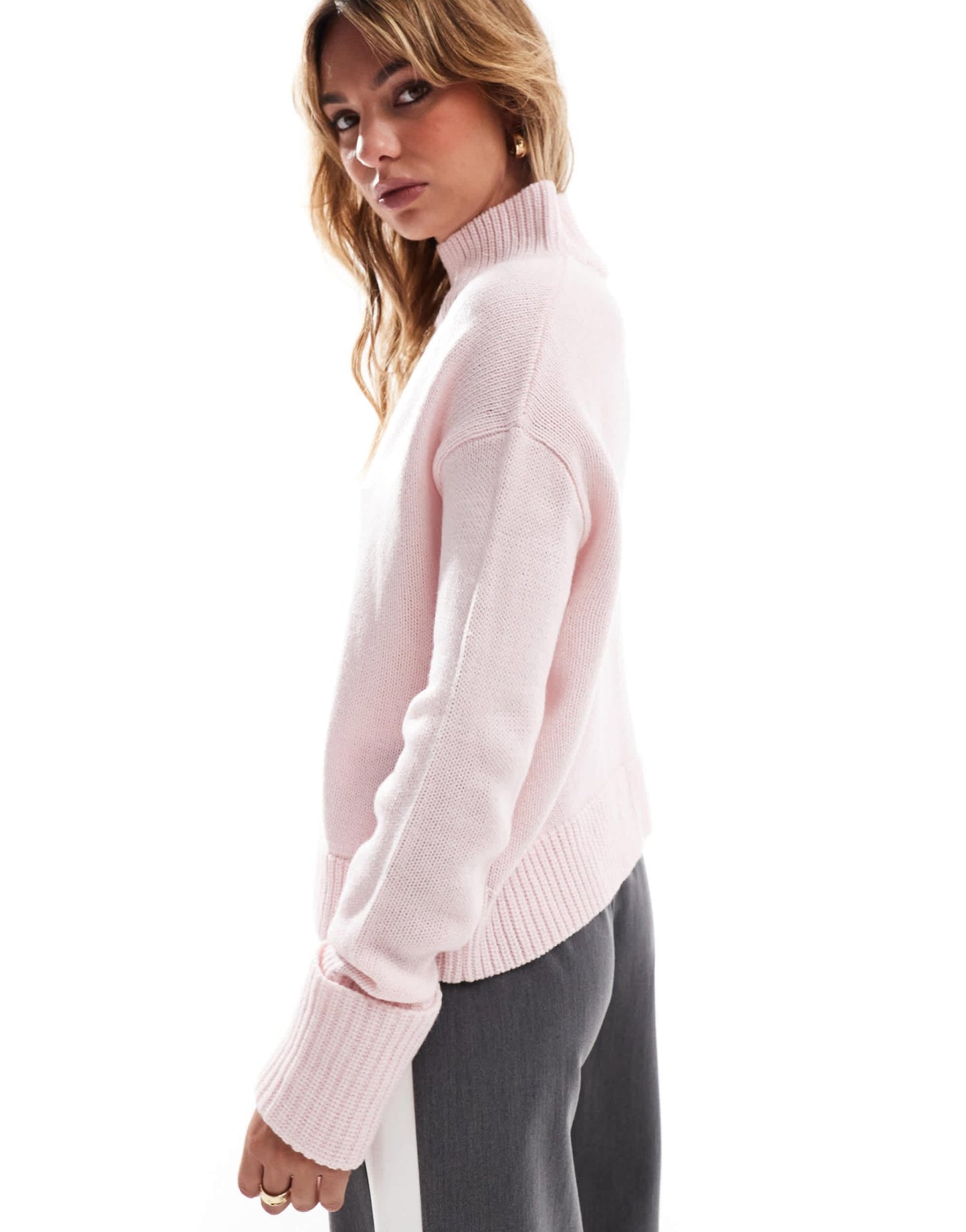 Brave Soul high neck slouchy jumper in baby pink - ASOS Sample Sale EU Store