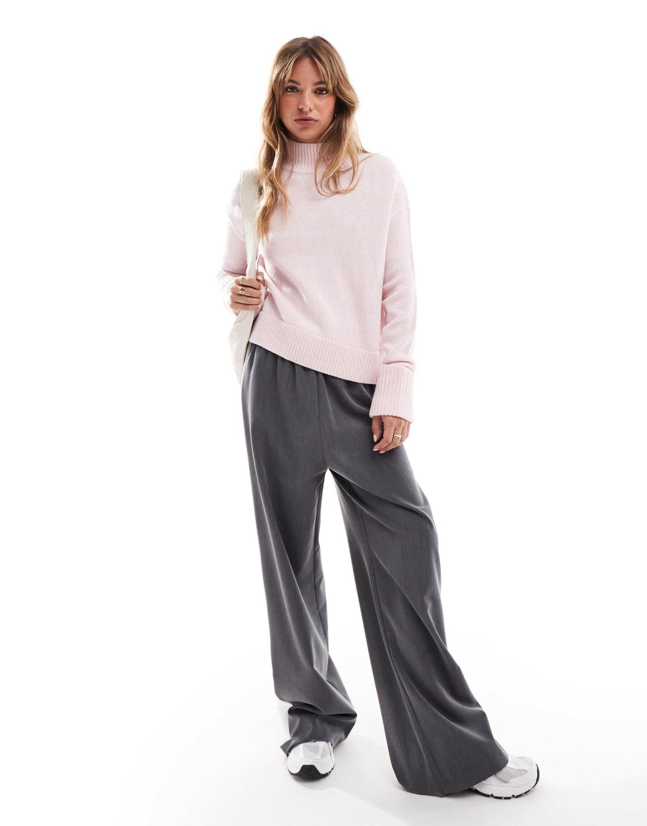 Brave Soul high neck slouchy jumper in baby pink - ASOS Sample Sale EU Store