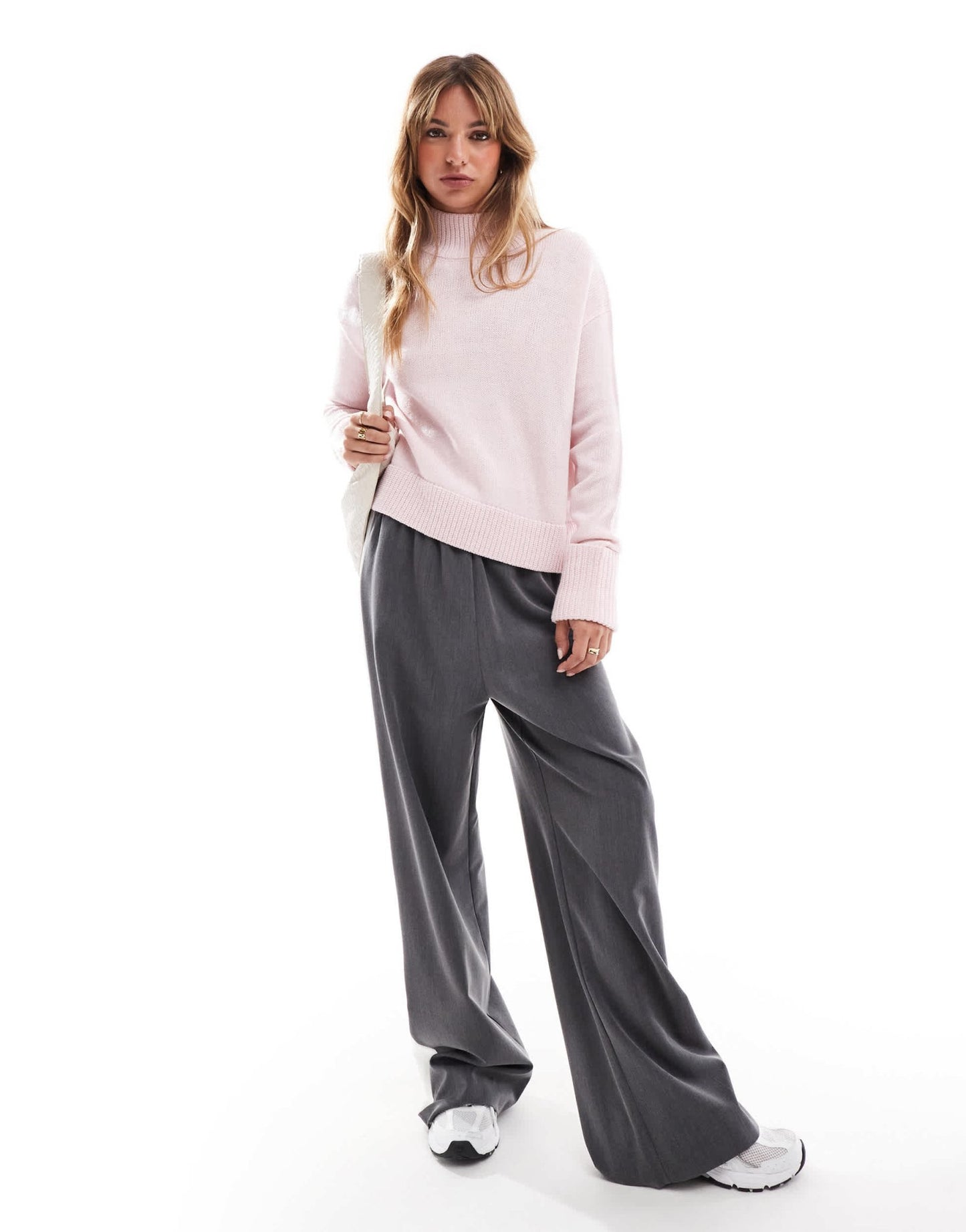 Brave Soul high neck slouchy jumper in baby pink - ASOS Sample Sale EU Store