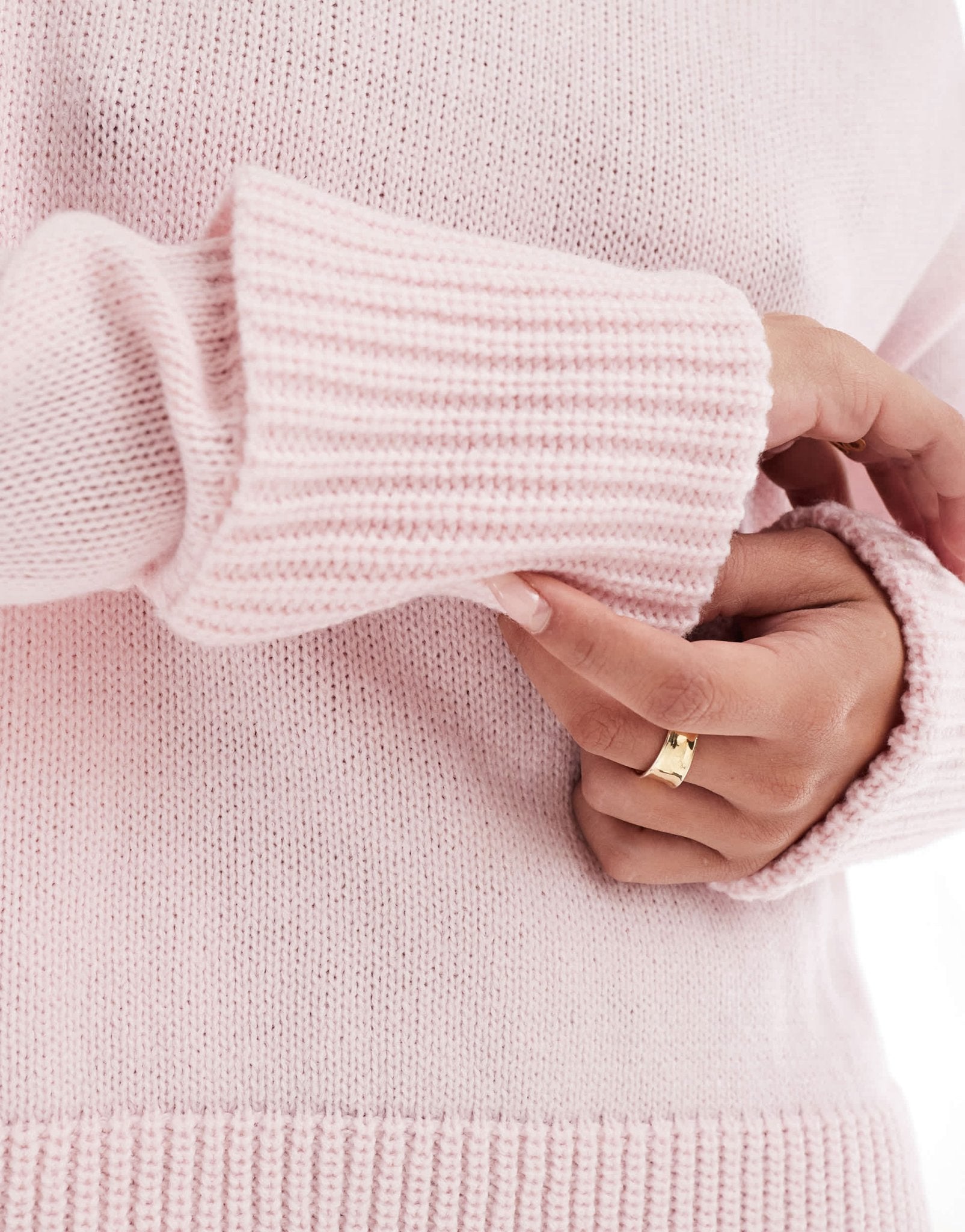 Brave Soul high neck slouchy jumper in baby pink - ASOS Sample Sale EU Store
