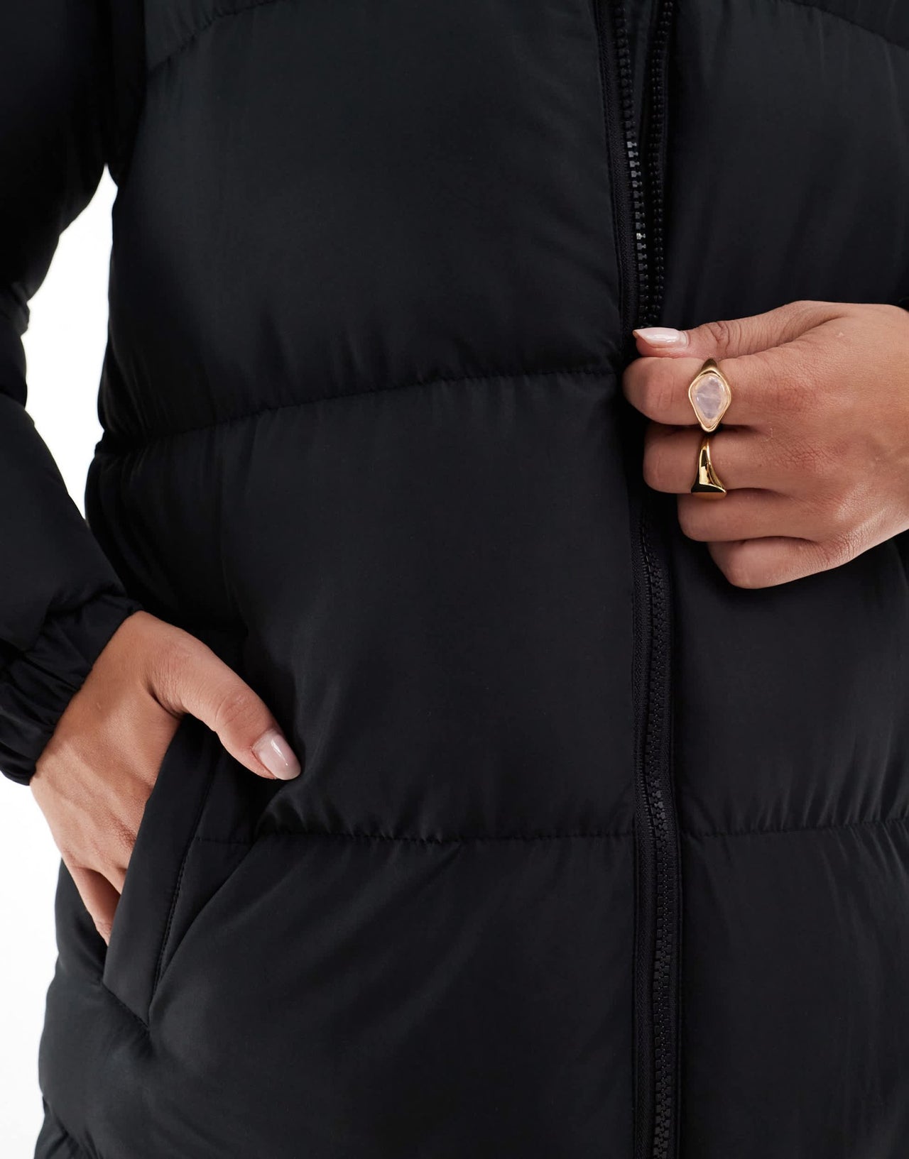 Brave Soul hooded maxi padded jacket with detachable sleeves in black - ASOS Sample Sale EU Store