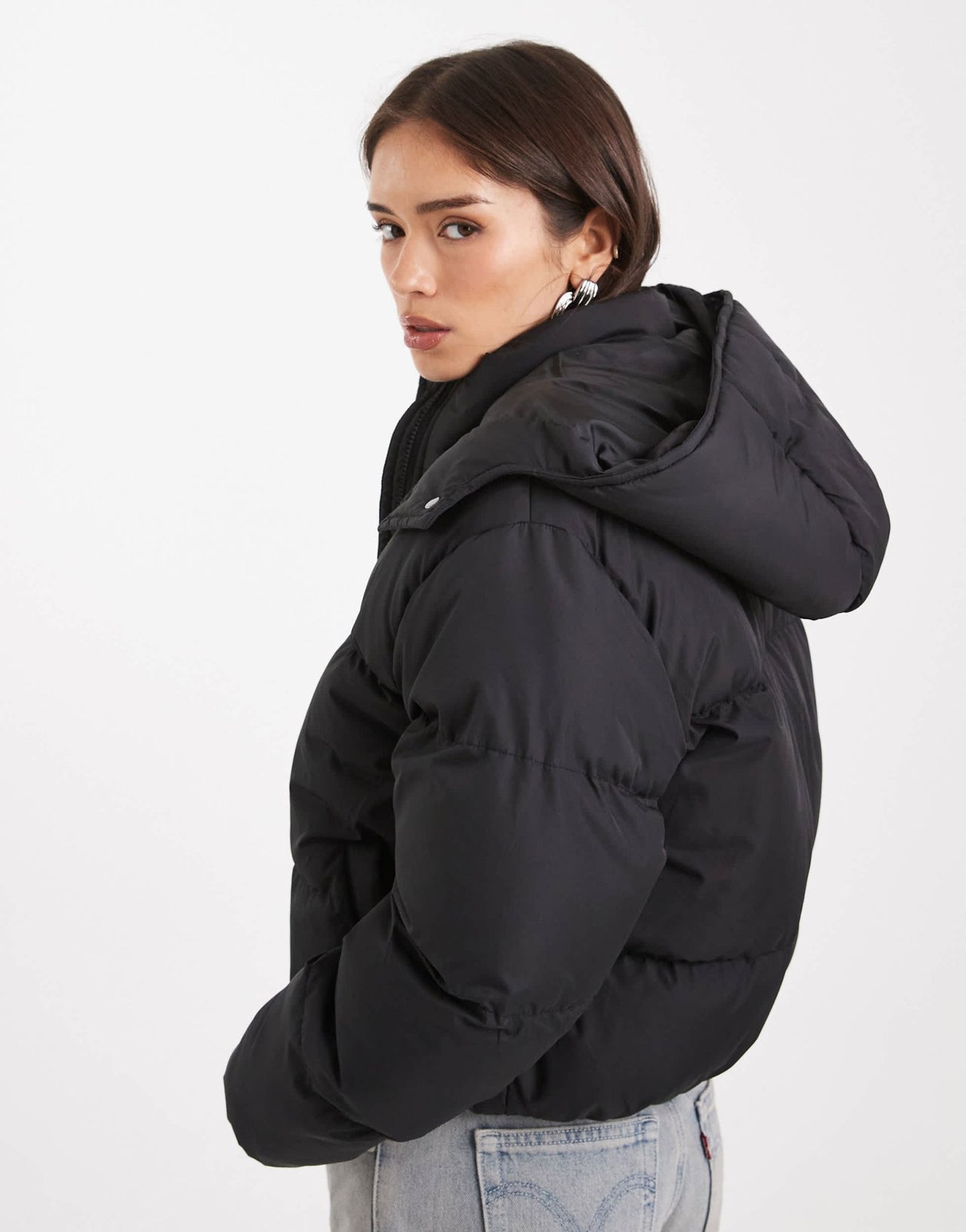 Brave Soul hooded puffer jacket in black - ASOS Sample Sale EU Store