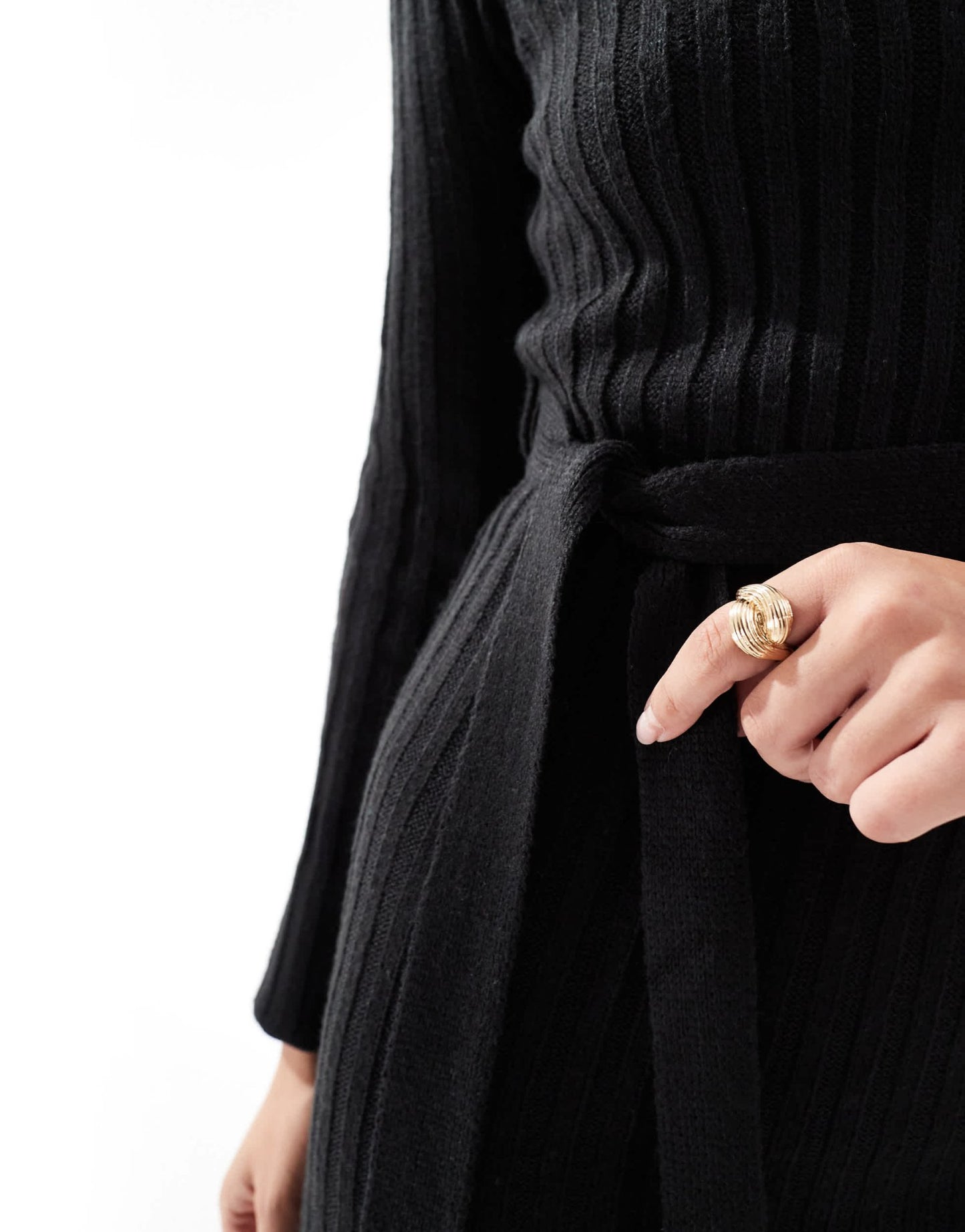 Brave Soul knitted midi dress with slit in black - ASOS Sample Sale EU Store