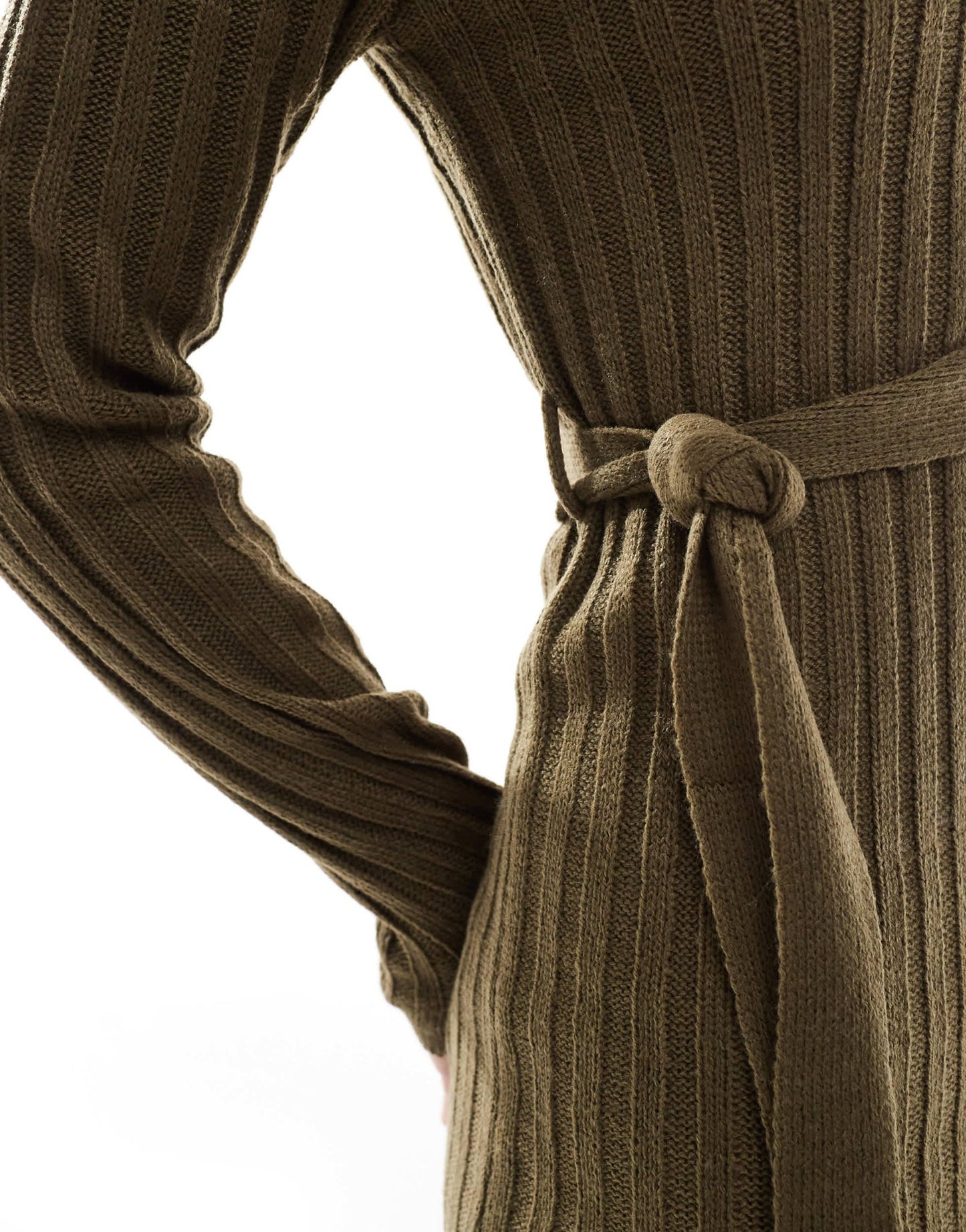 Brave Soul knitted midi dress with slit in khaki - ASOS Sample Sale EU Store