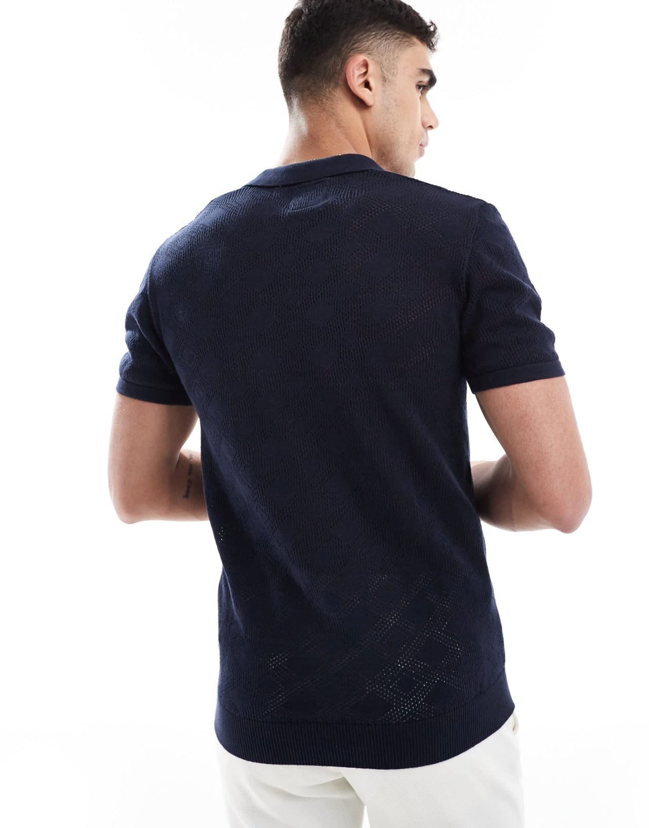 Brave Soul knitted polo shirt in navy - ASOS Sample Sale EU Store