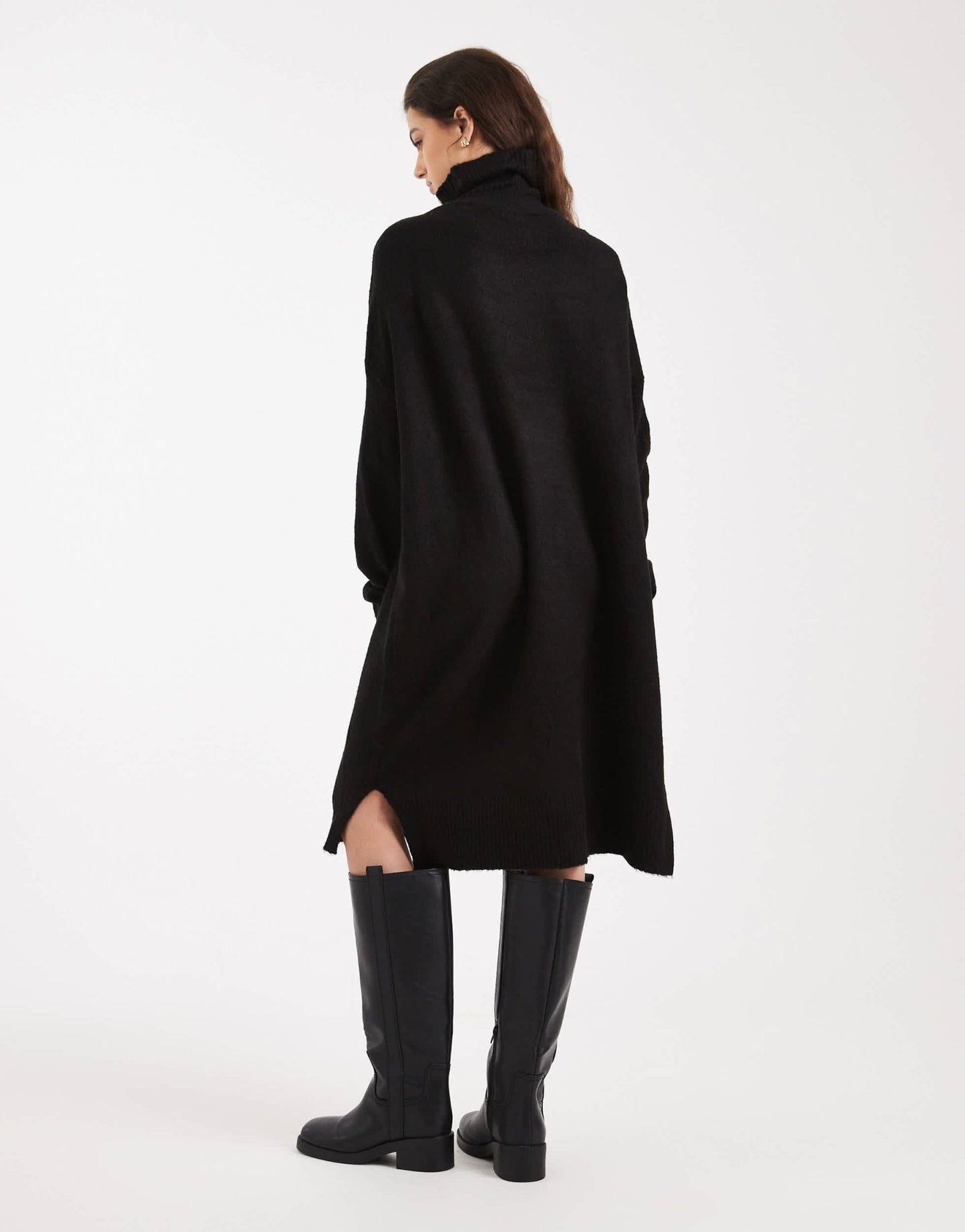 Brave Soul knitted roll neck mini jumper dress in black - ASOS Sample Sale EU Store