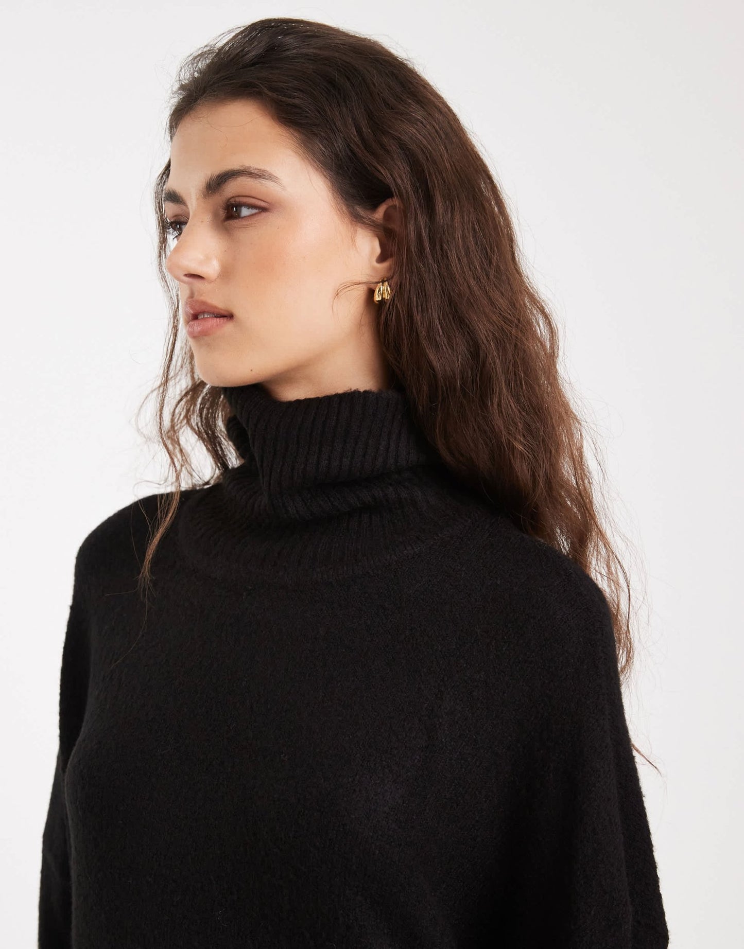 Brave Soul knitted roll neck mini jumper dress in black - ASOS Sample Sale EU Store