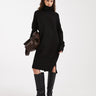 Brave Soul knitted roll neck mini jumper dress in black