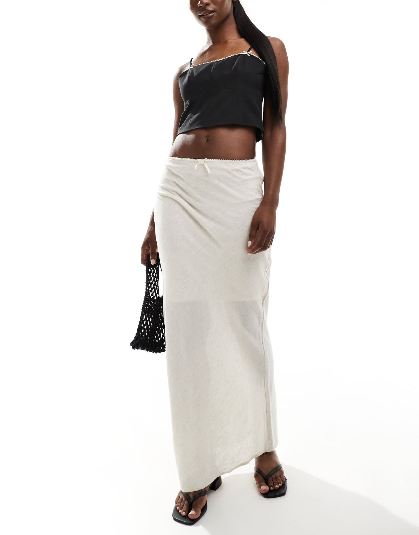 Brave Soul linen look maxi skirt in stone - ASOS Sample Sale EU Store