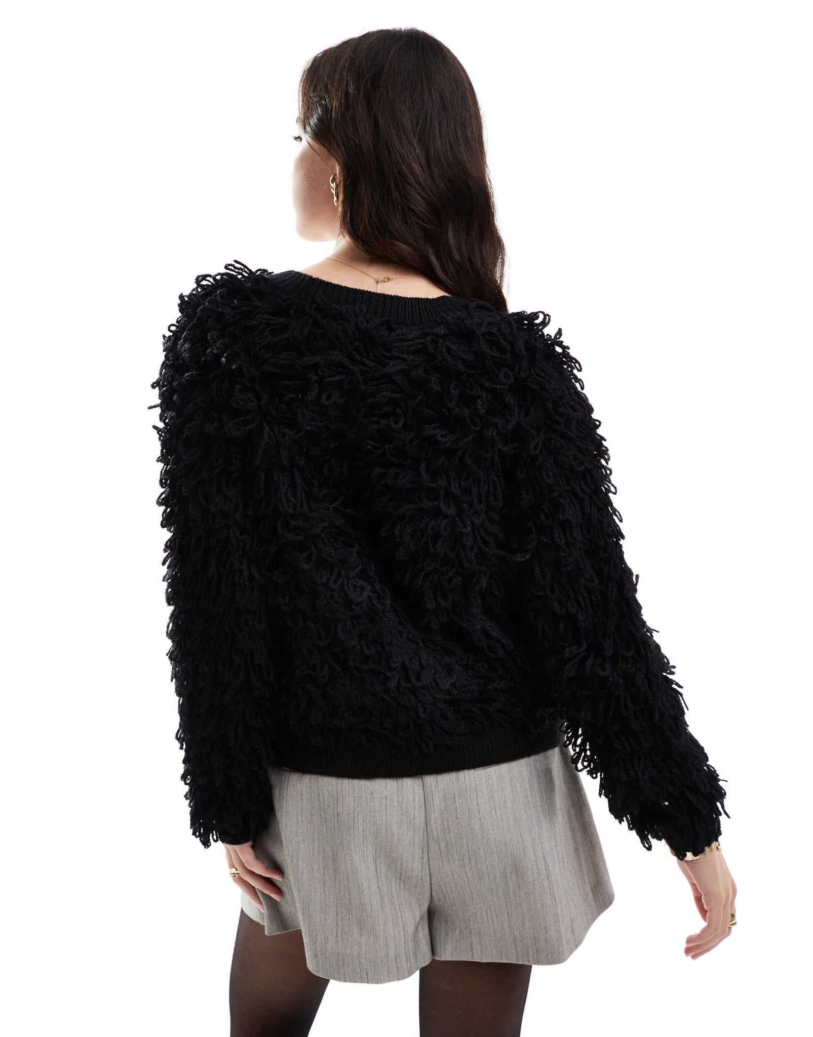 Brave Soul loopy knit zip through cardigan in black - ASOS Sample Sale EU Store
