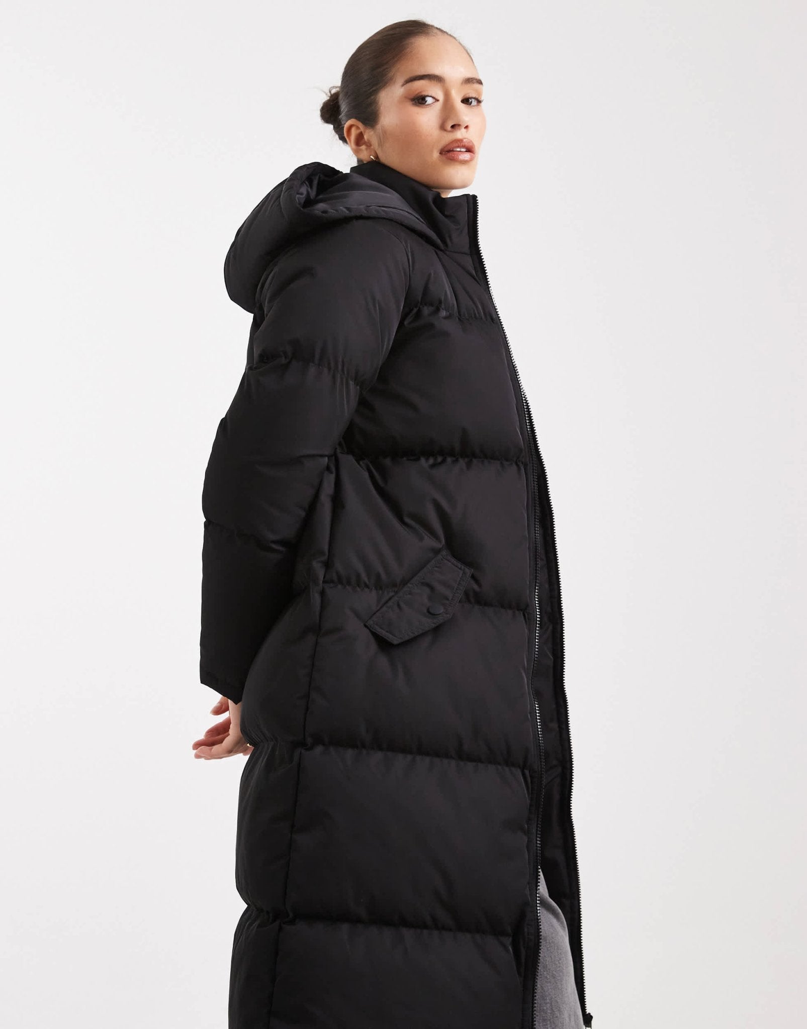 Brave Soul midi puffer coat in black - ASOS Sample Sale EU Store