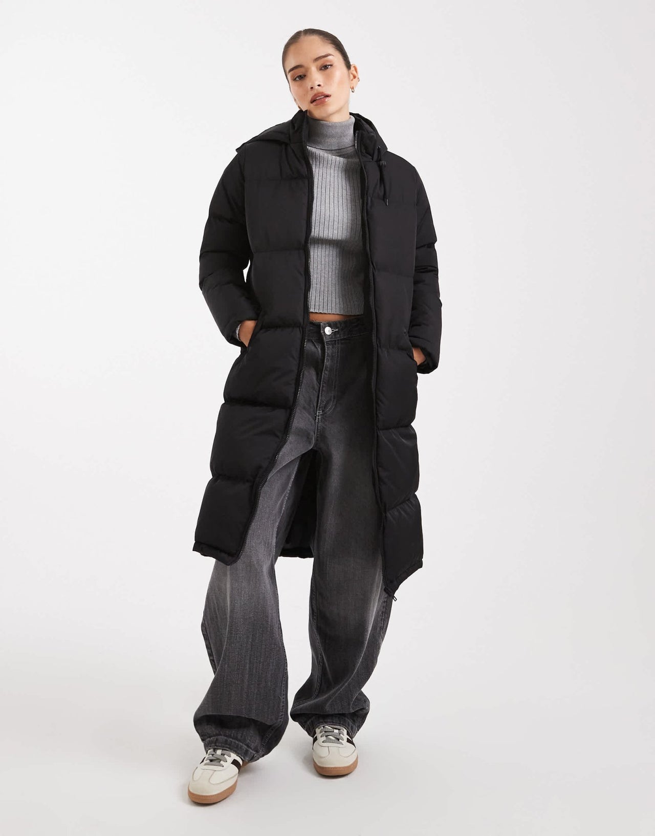 Brave Soul midi puffer coat in black - ASOS Sample Sale EU Store