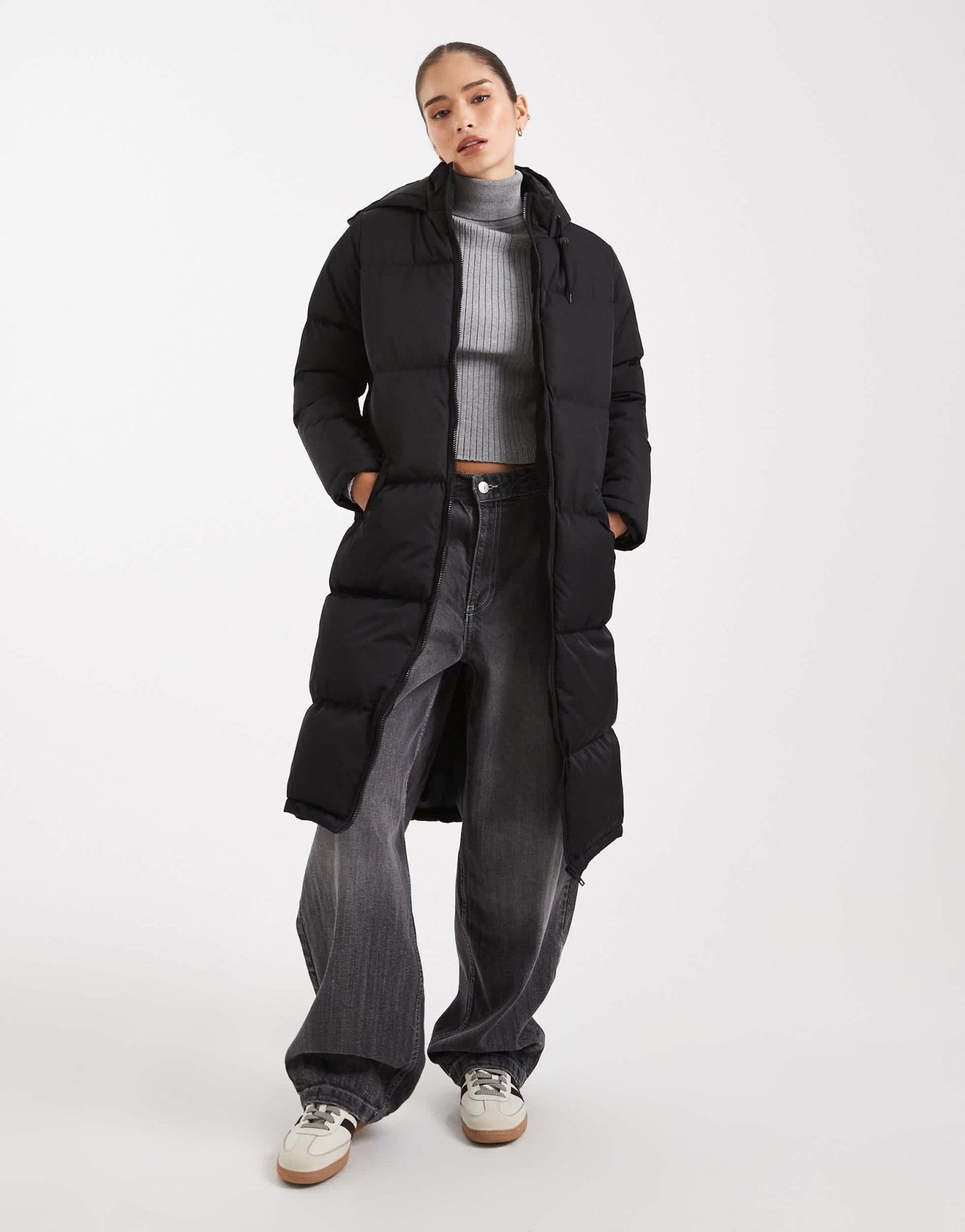 Brave Soul midi puffer coat in black - ASOS Sample Sale EU Store