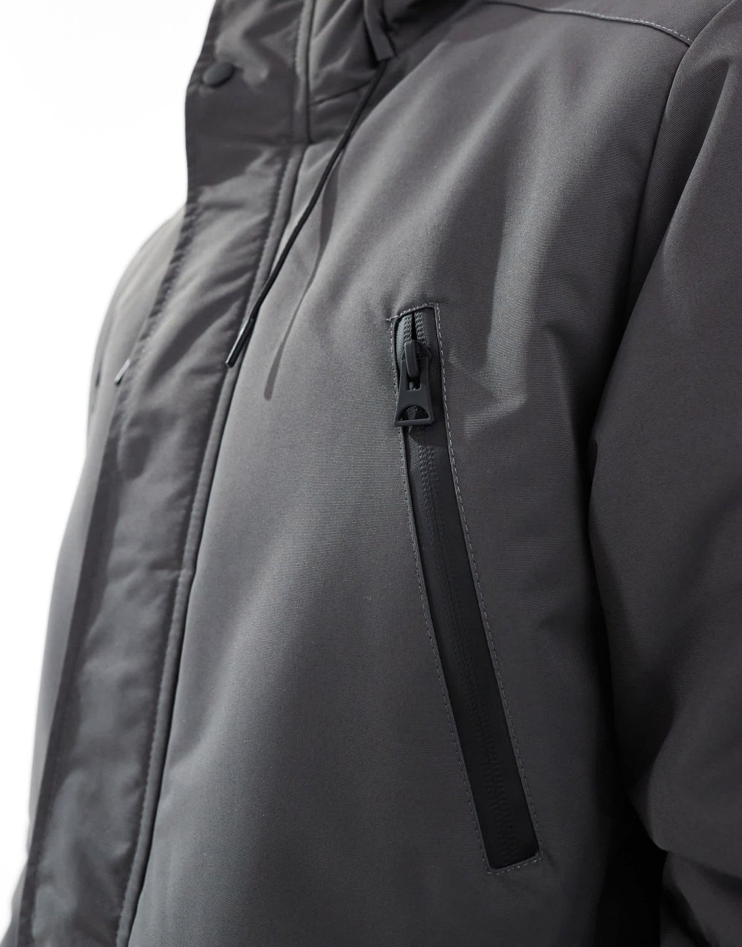 Brave Soul parka jacket with hood and concealed zip in grey - ASOS Sample Sale EU Store