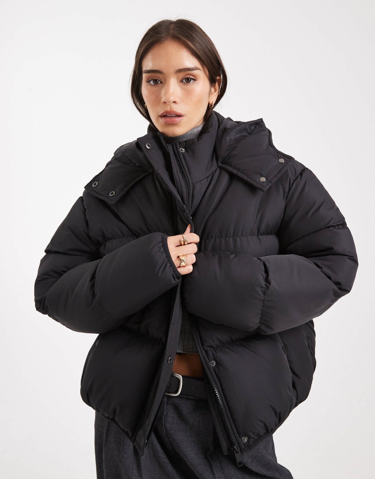 Brave Soul Plus hooded puffer jacket in black - ASOS Sample Sale EU Store