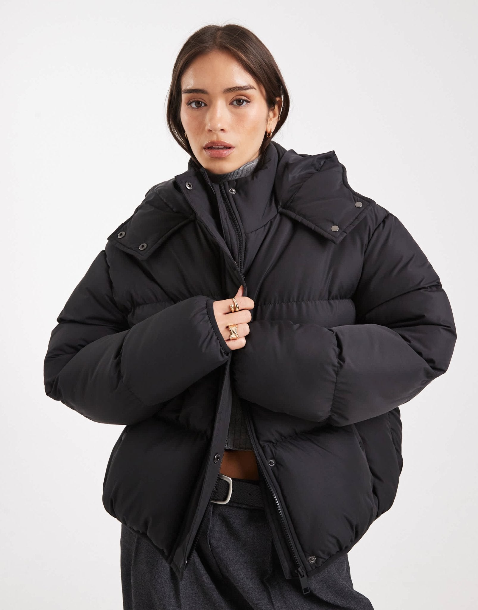 Brave Soul Plus hooded puffer jacket in black - ASOS Sample Sale EU Store