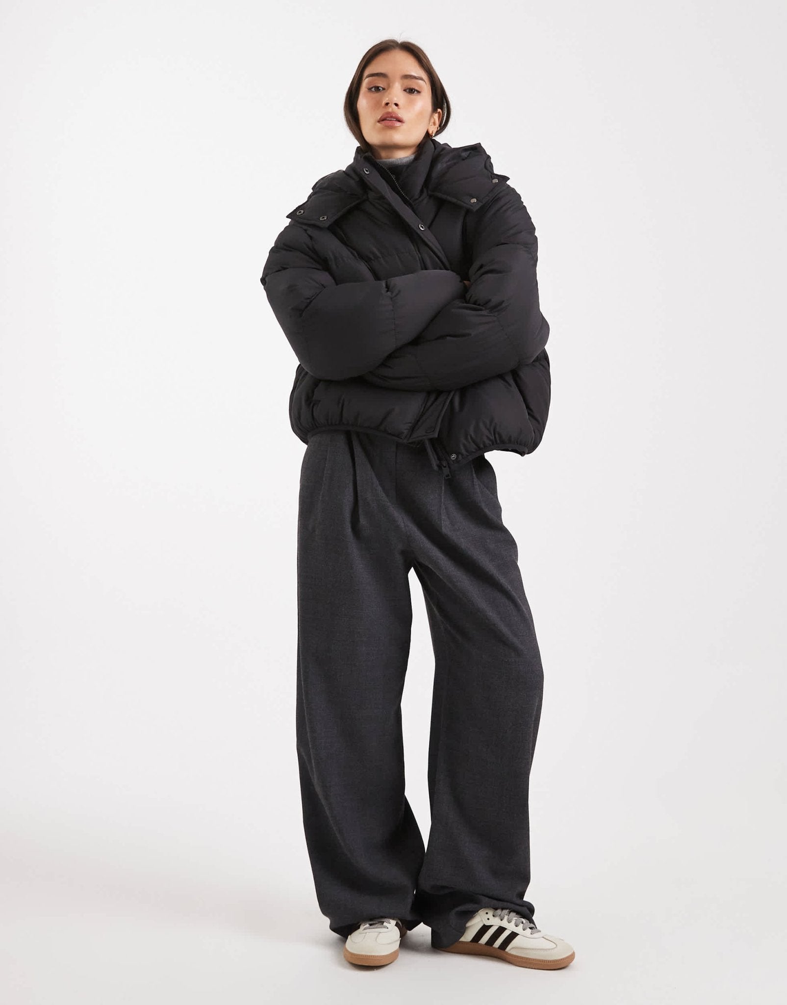 Brave Soul Plus hooded puffer jacket in black - ASOS Sample Sale EU Store
