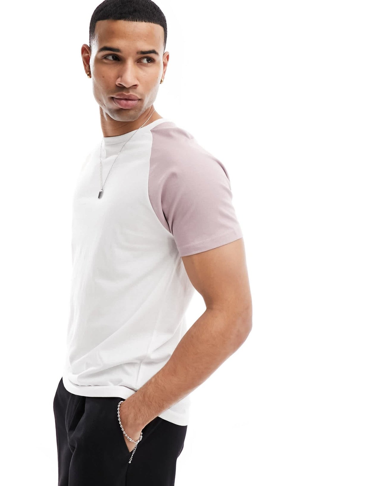 Brave Soul raglan t-shirt in white & purple - ASOS Sample Sale EU Store