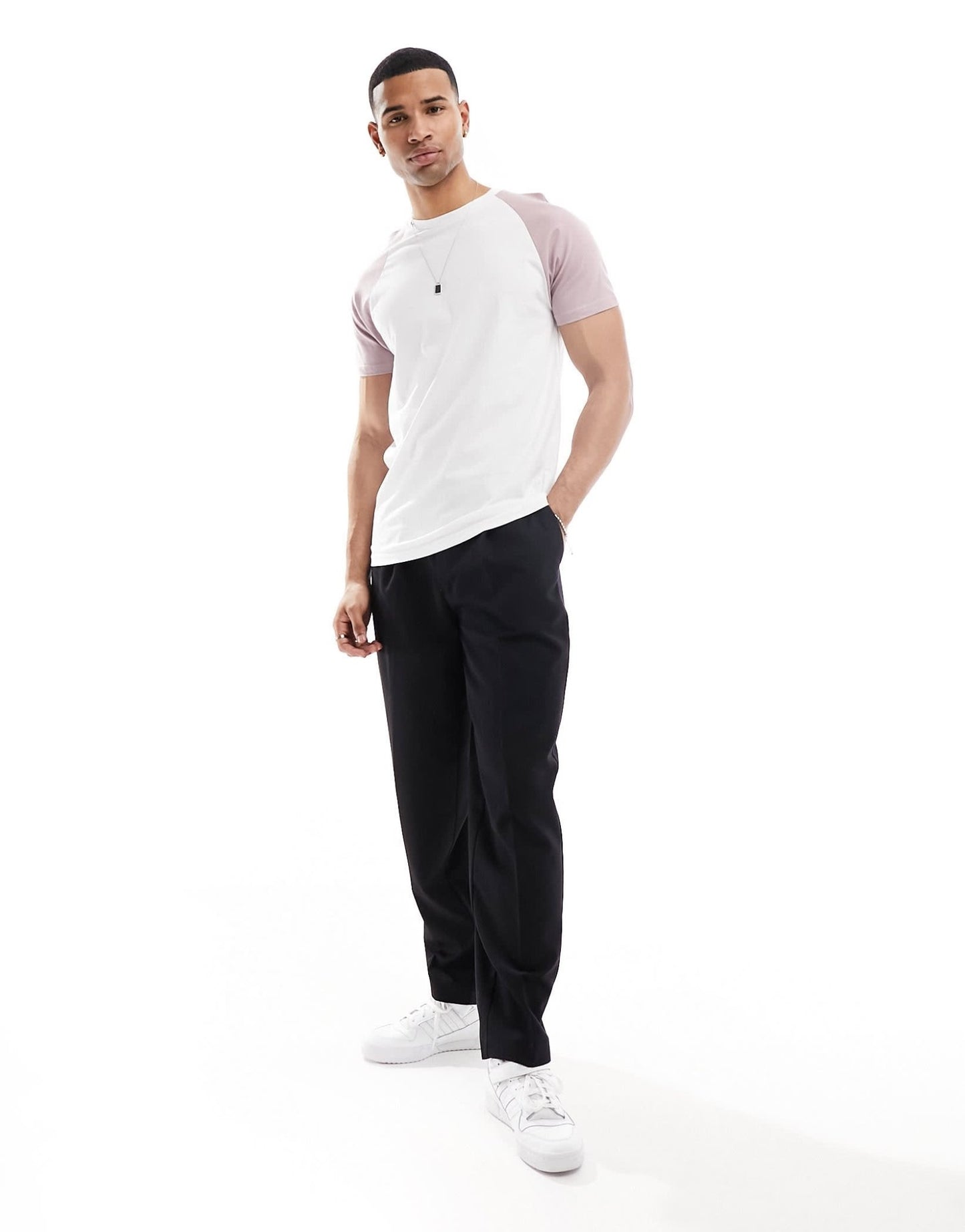 Brave Soul raglan t-shirt in white & purple - ASOS Sample Sale EU Store