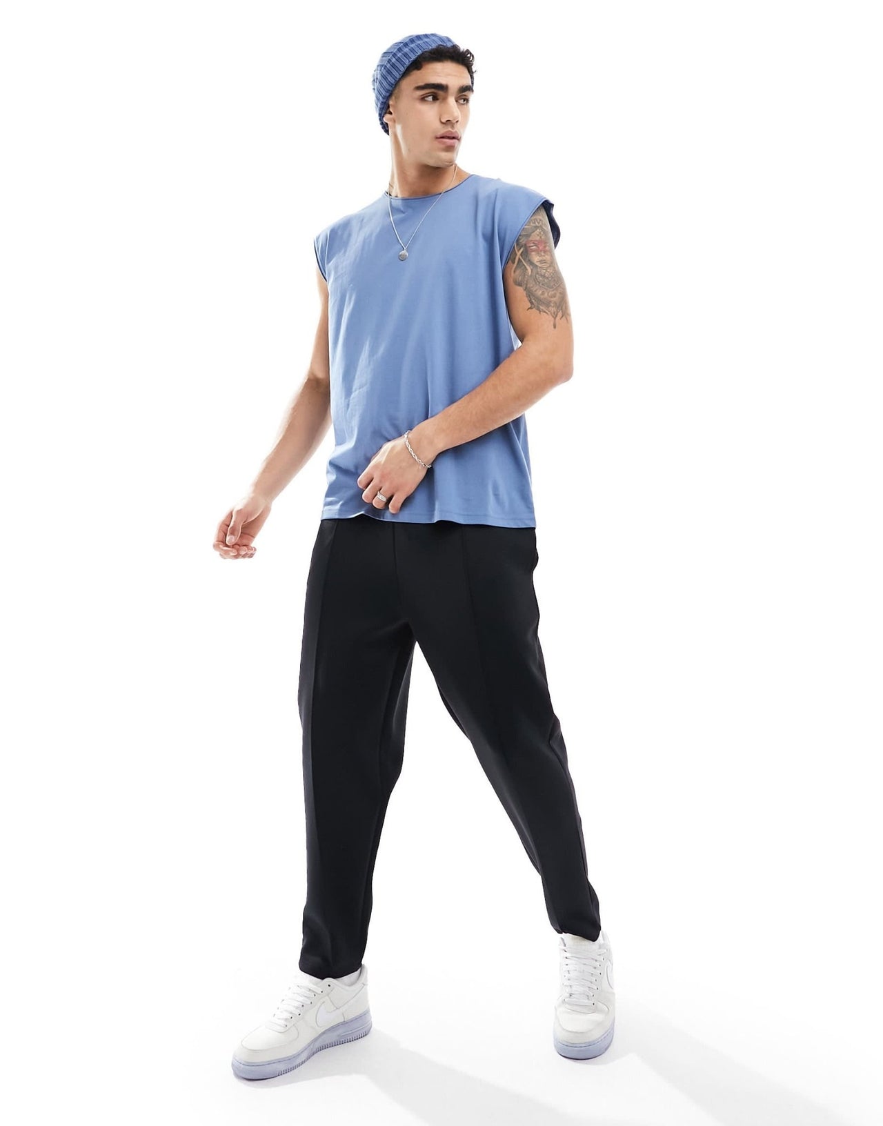 Brave Soul raw edge vest in coronet blue - ASOS Sample Sale EU Store