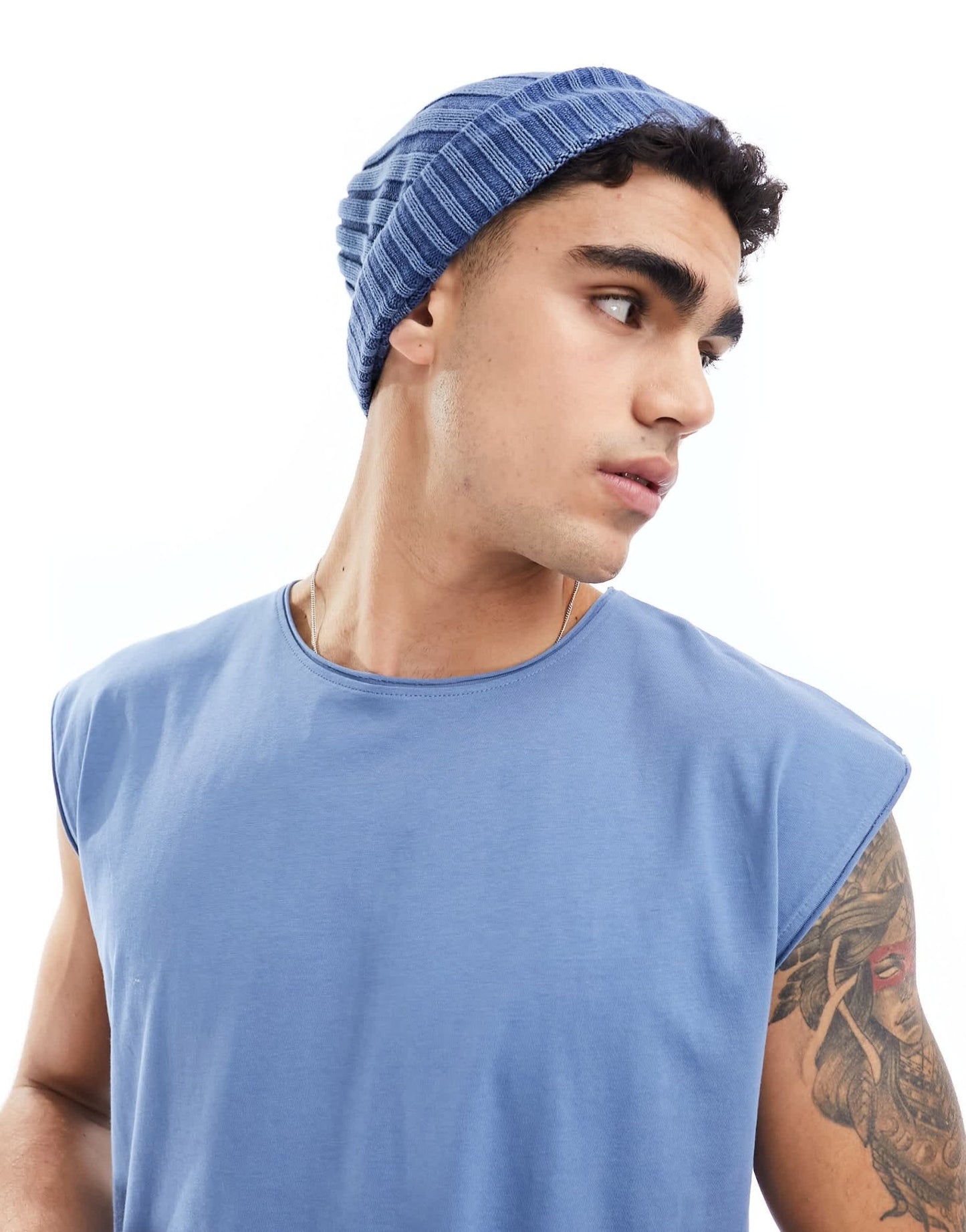 Brave Soul raw edge vest in coronet blue - ASOS Sample Sale EU Store