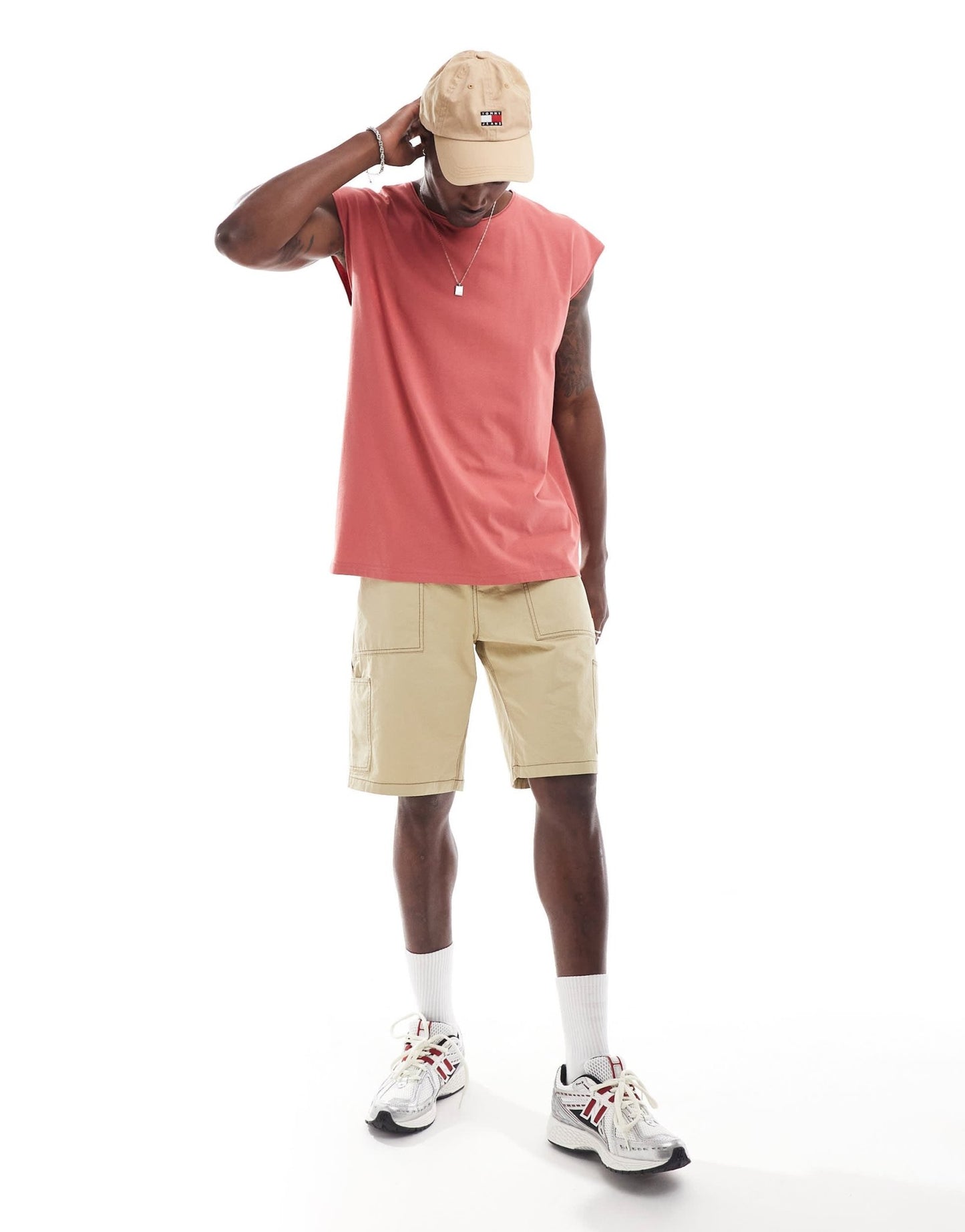 Brave Soul raw edge vest in mineral red - ASOS Sample Sale EU Store