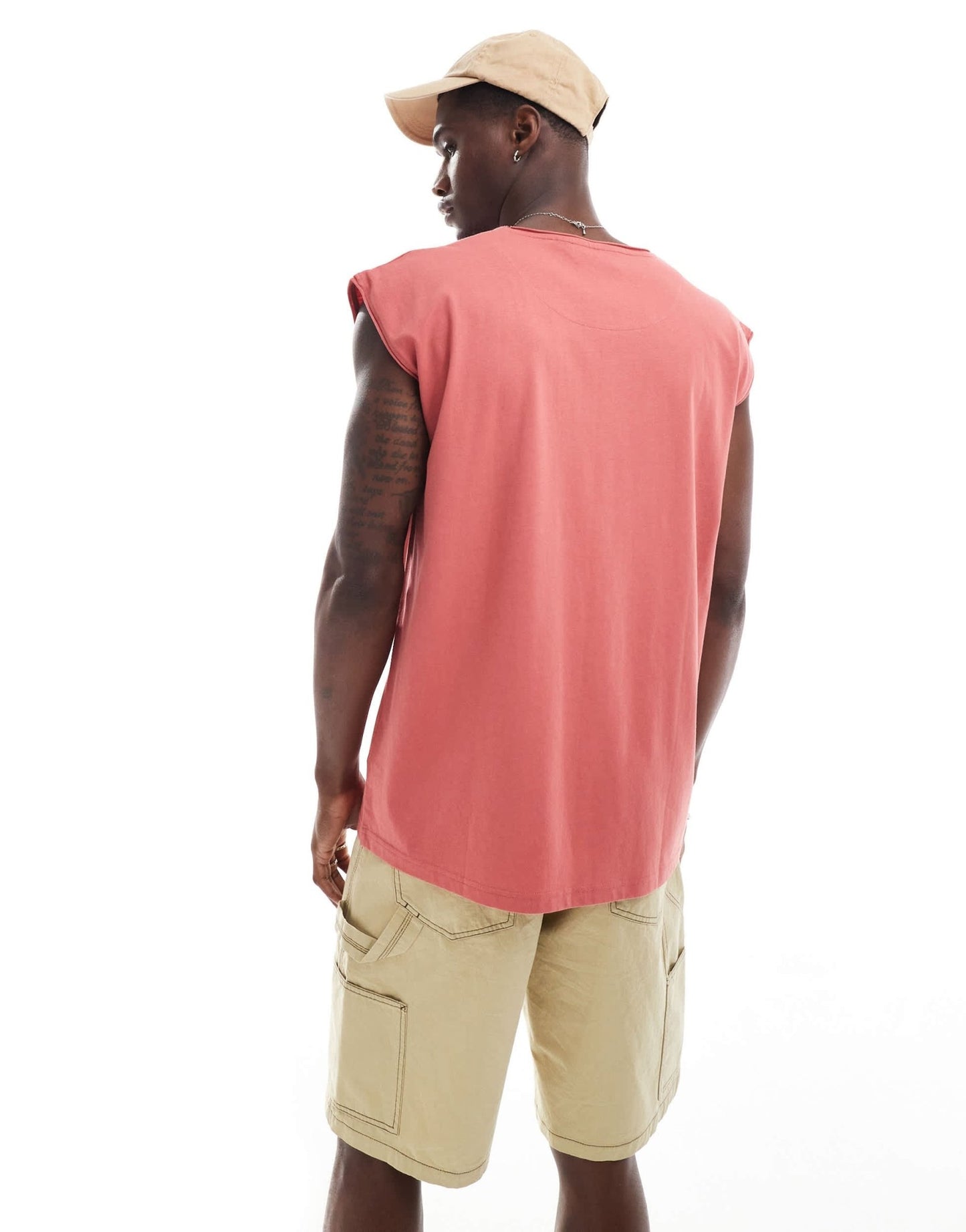 Brave Soul raw edge vest in mineral red - ASOS Sample Sale EU Store