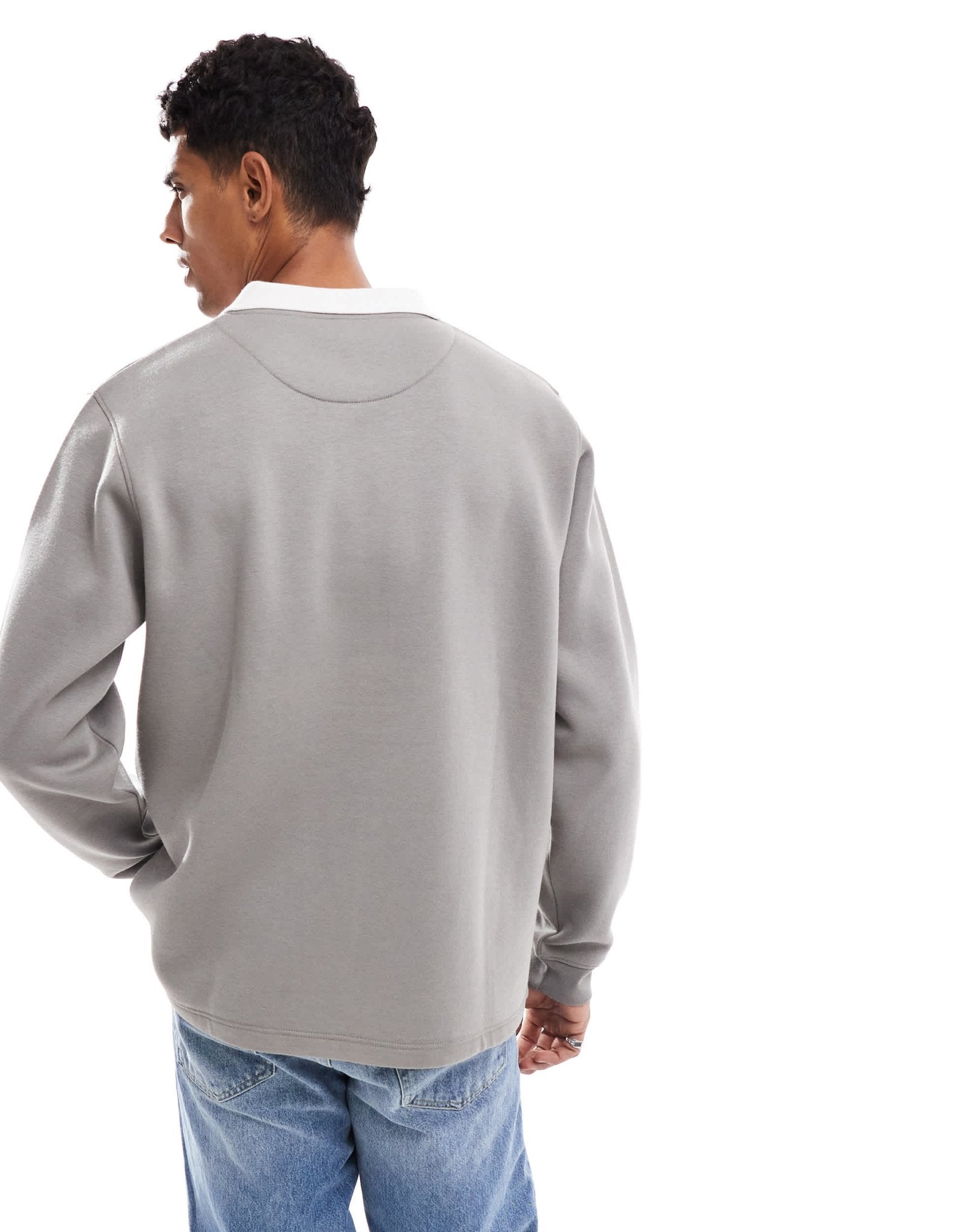 Brave Soul relaxed contrast collar polo sweatshirt in grey - ASOS Sample Sale EU Store