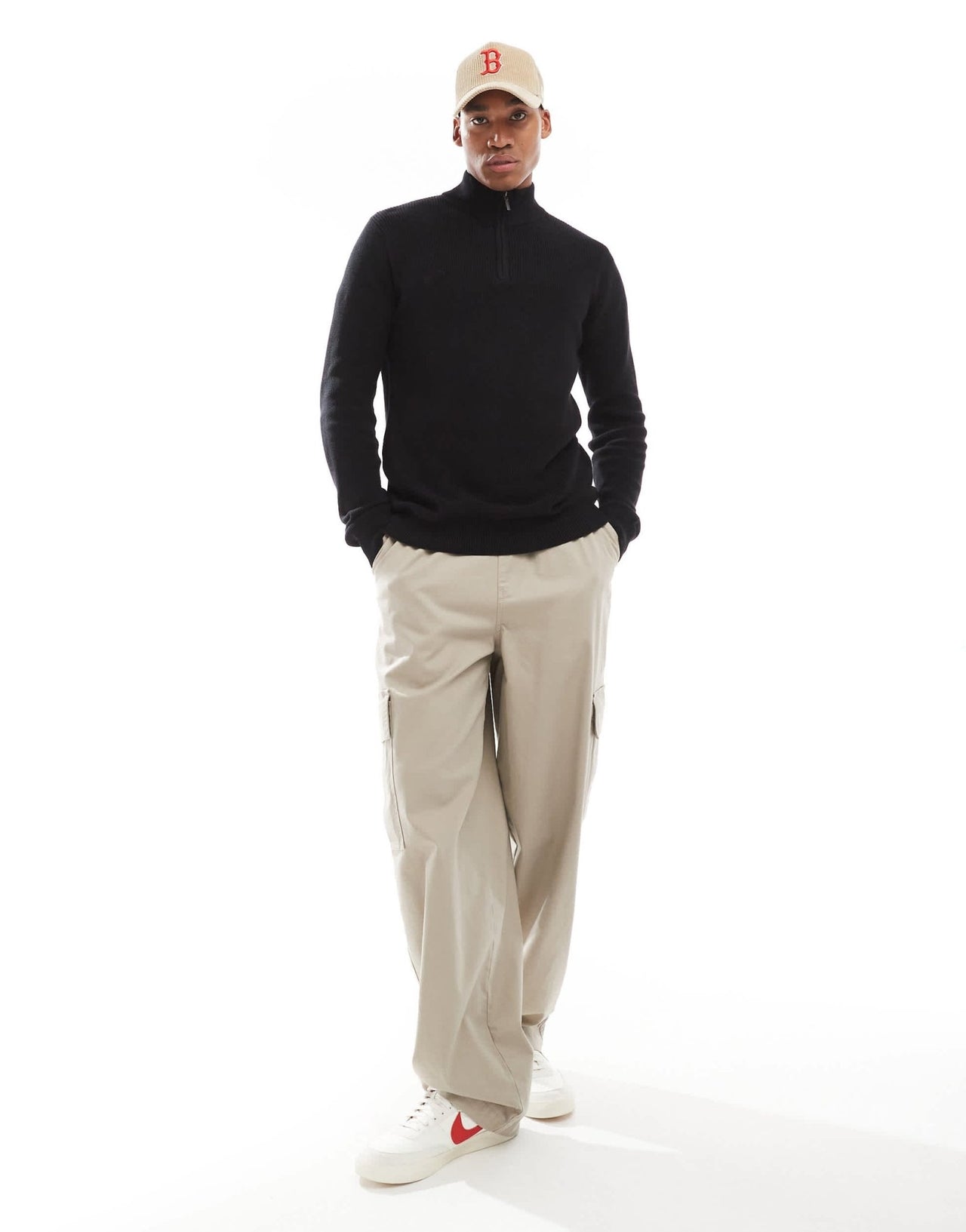 Brave Soul ribbed quarter zip jumper in black - ASOS Sample Sale EU Store