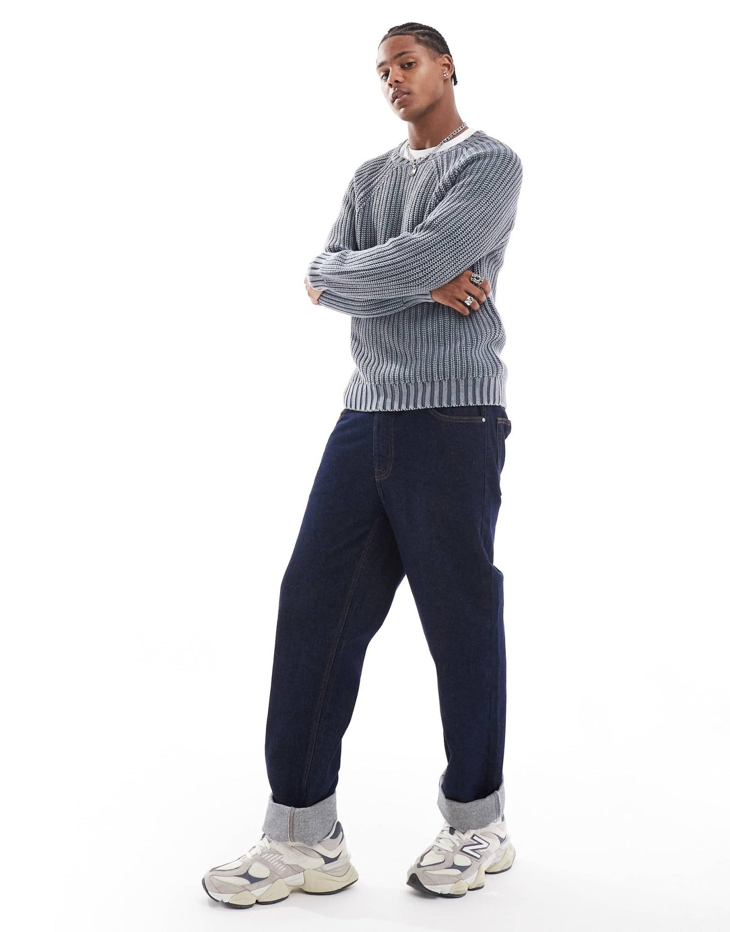 Brave Soul ribbed raglan jumper in blue - ASOS Sample Sale EU Store