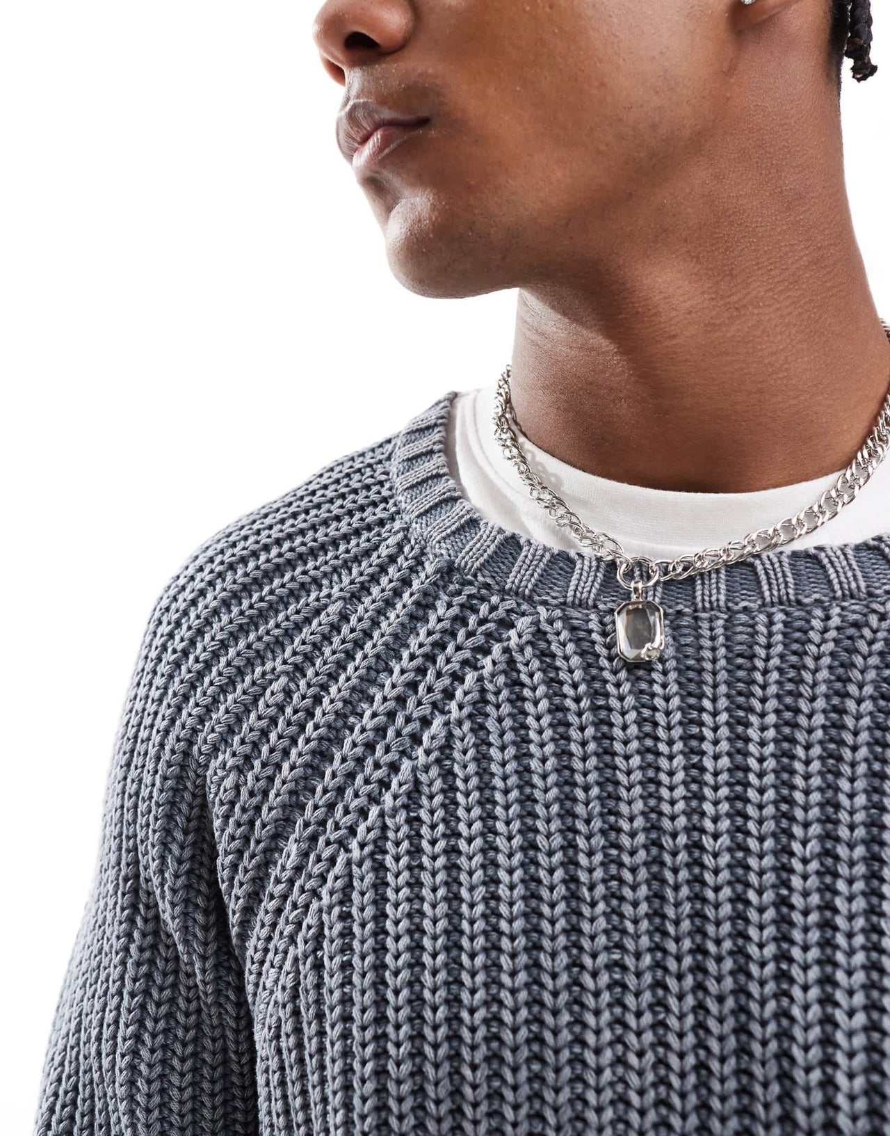 Brave Soul ribbed raglan jumper in blue - ASOS Sample Sale EU Store