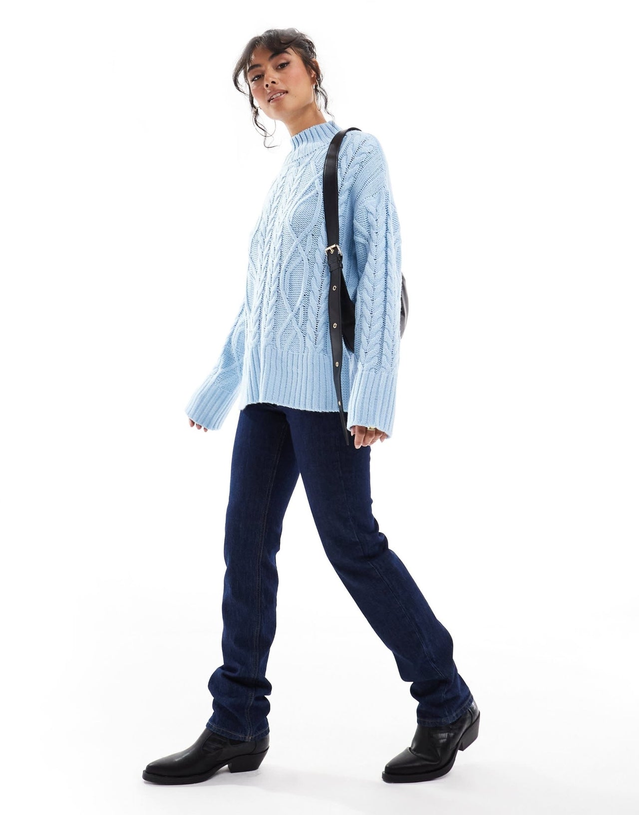 Brave Soul roll neck cable knit jumper in pale blue - ASOS Sample Sale EU Store
