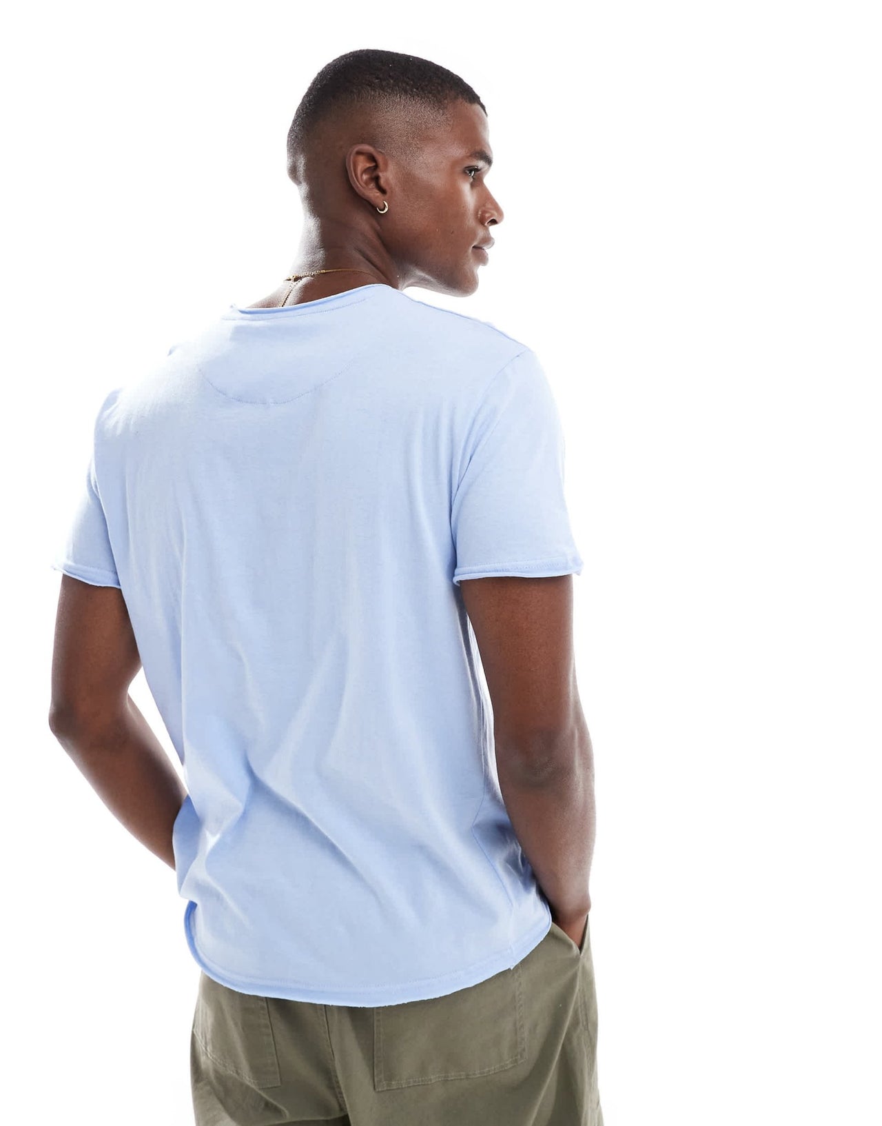 Brave Soul short sleeve t-shirt with raw hem in light blue - ASOS Sample Sale EU Store