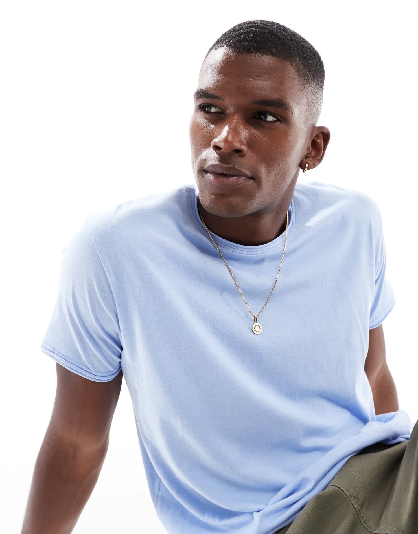 Brave Soul short sleeve t-shirt with raw hem in light blue - ASOS Sample Sale EU Store