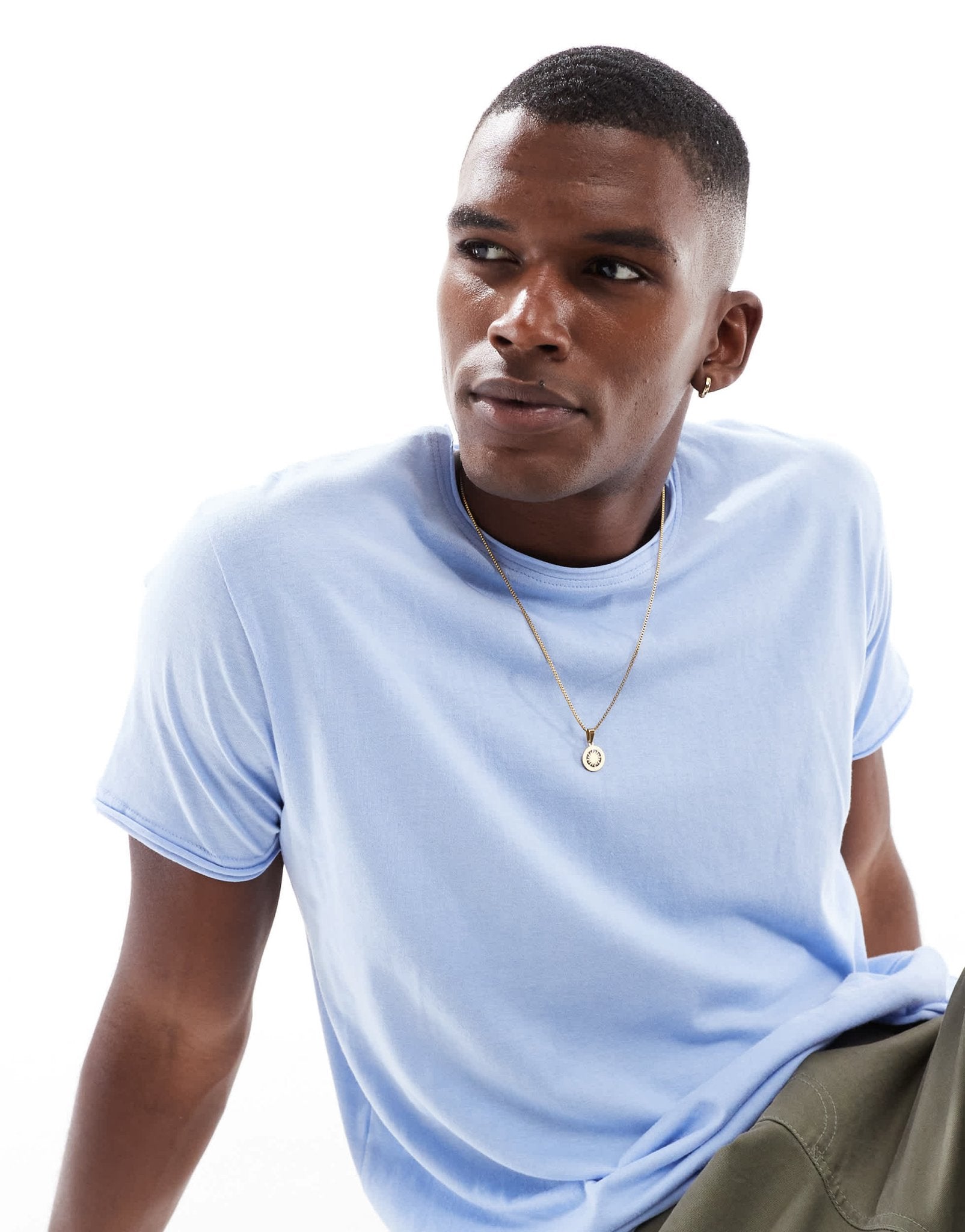 Brave Soul short sleeve t-shirt with raw hem in light blue - ASOS Sample Sale EU Store