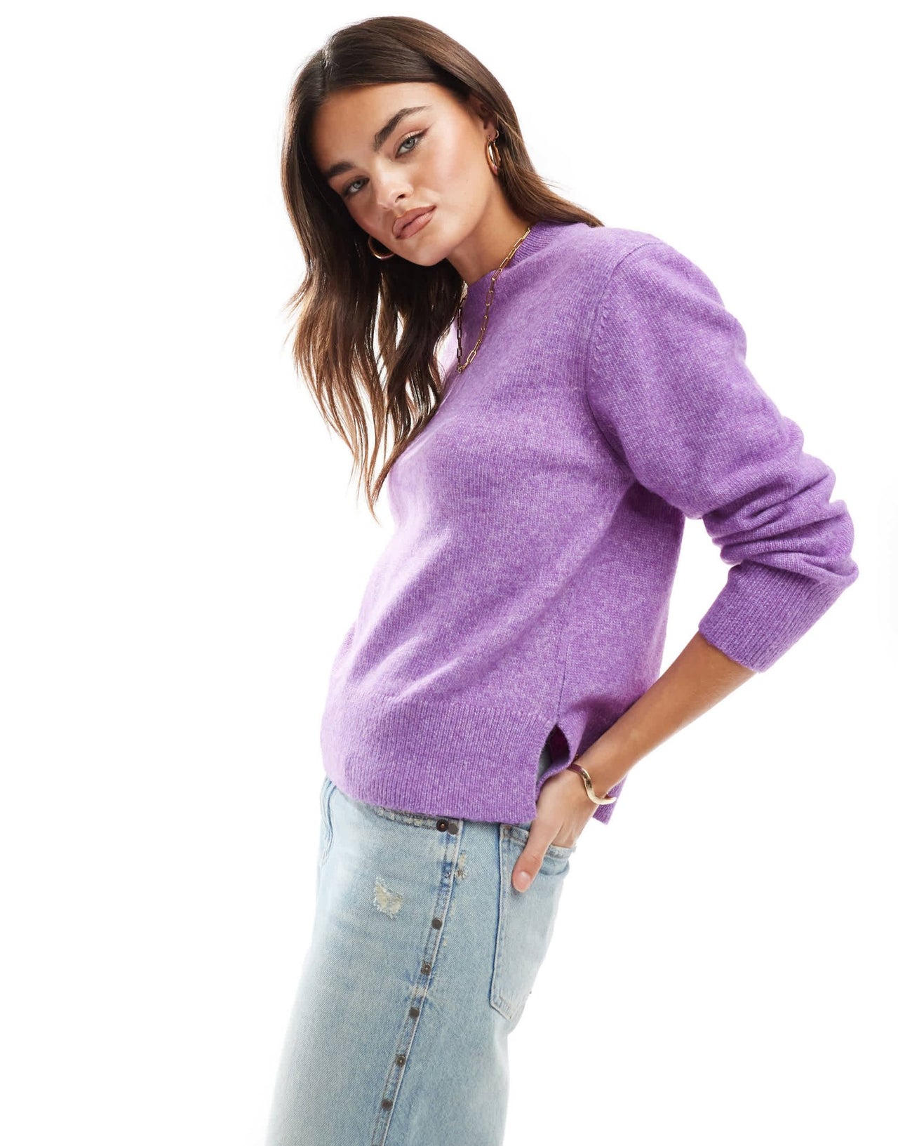 Brave Soul super soft crew neck jumper in purple - ASOS Sample Sale EU Store