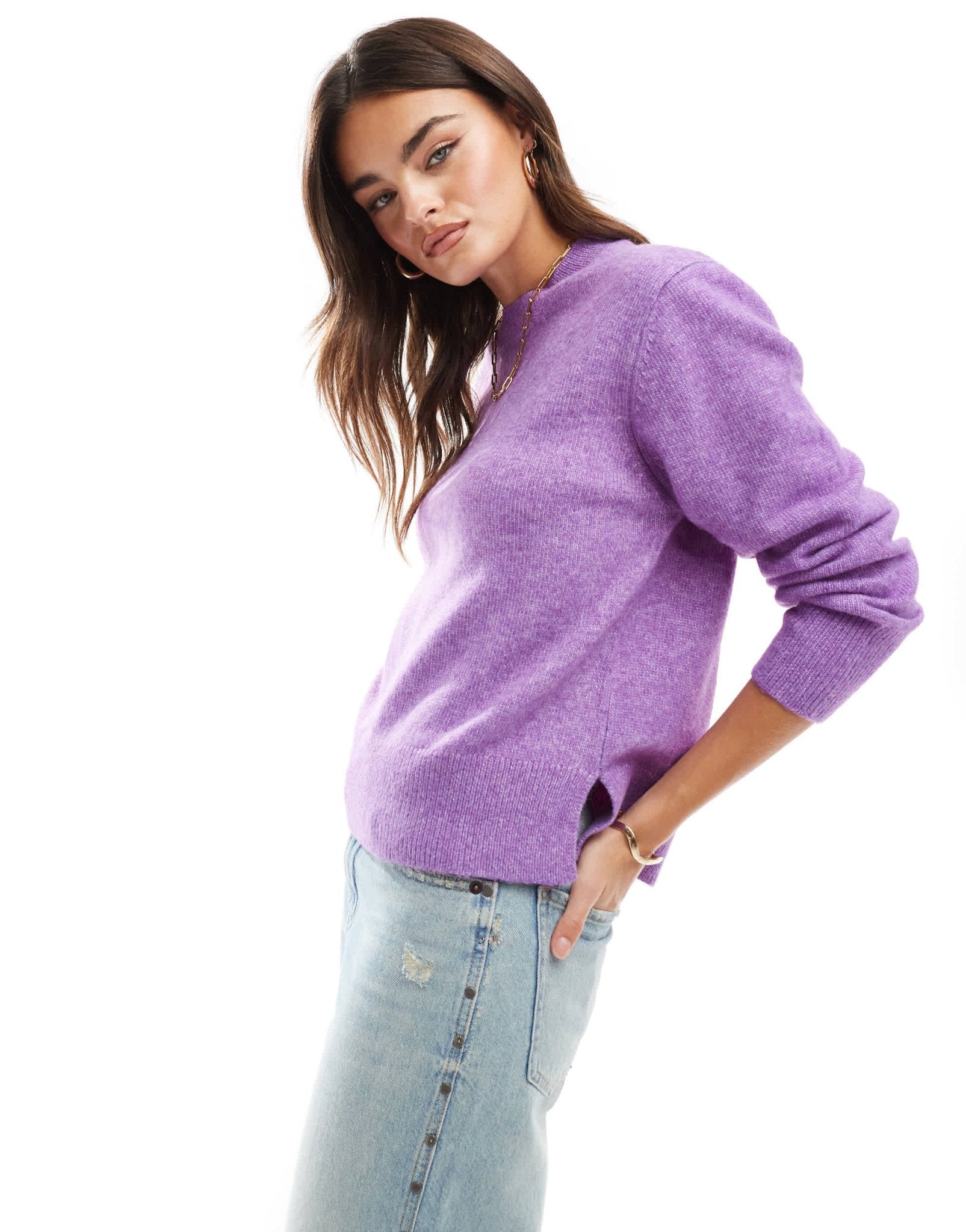 Brave Soul super soft crew neck jumper in purple - ASOS Sample Sale EU Store