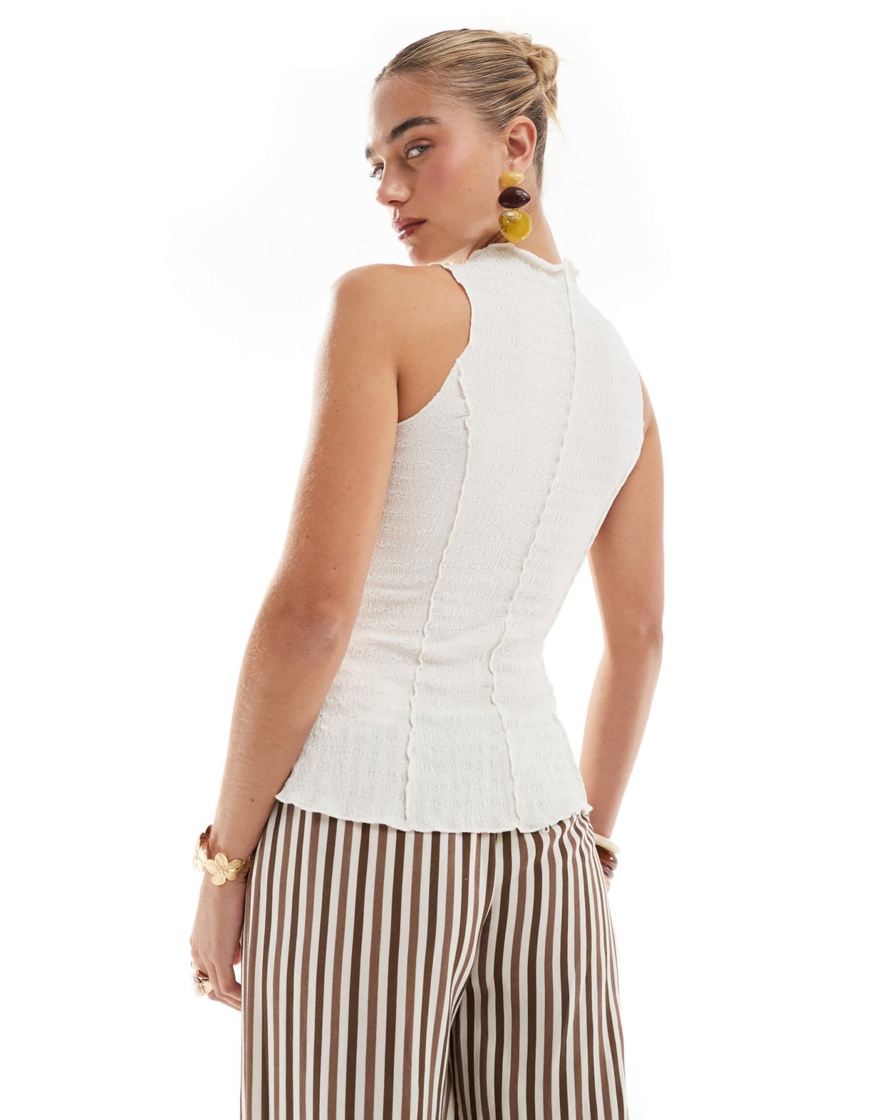 Brave Soul textured vest with stitch detail in cream - ASOS Sample Sale EU Store