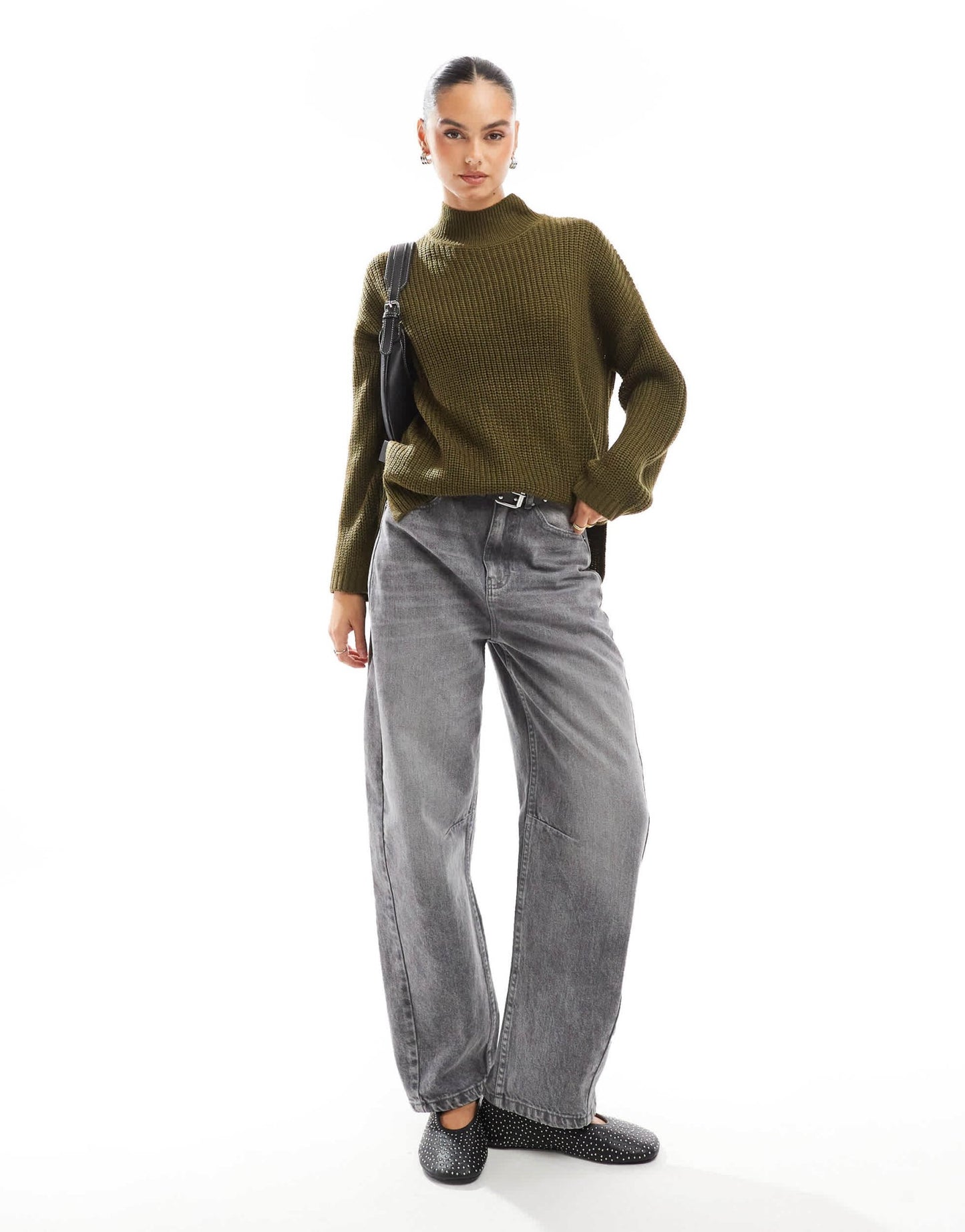 Brave Soul turtle neck oversized jumper in khaki - ASOS Sample Sale EU Store
