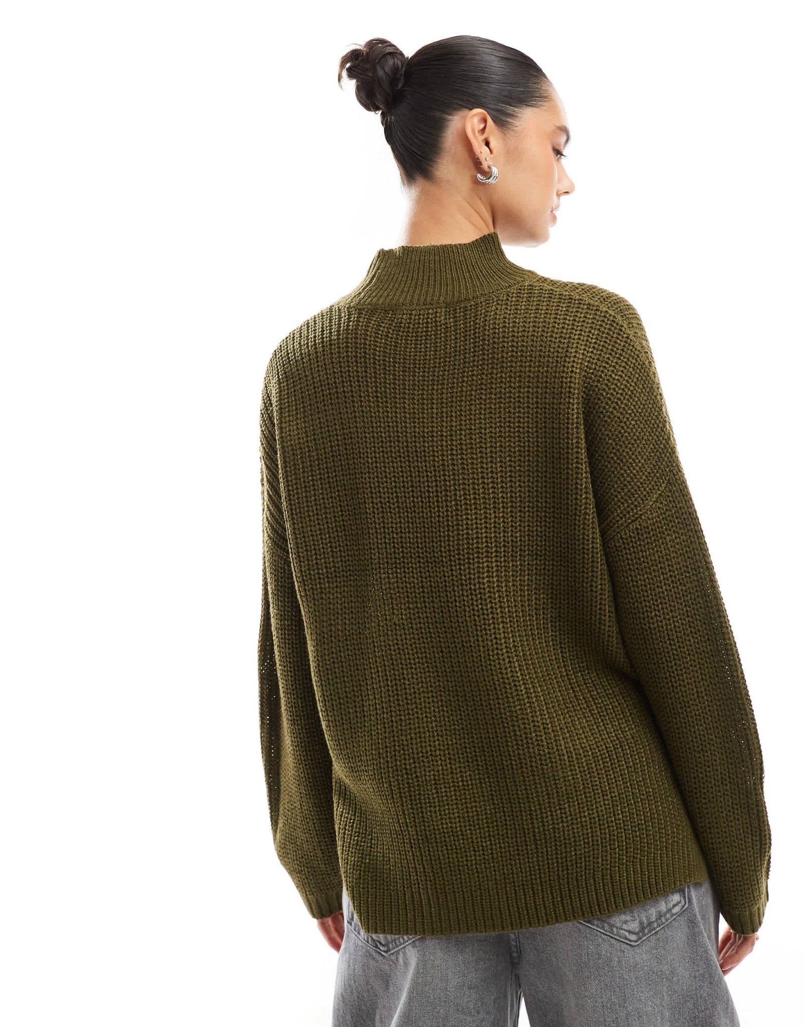 Brave Soul turtle neck oversized jumper in khaki - ASOS Sample Sale EU Store