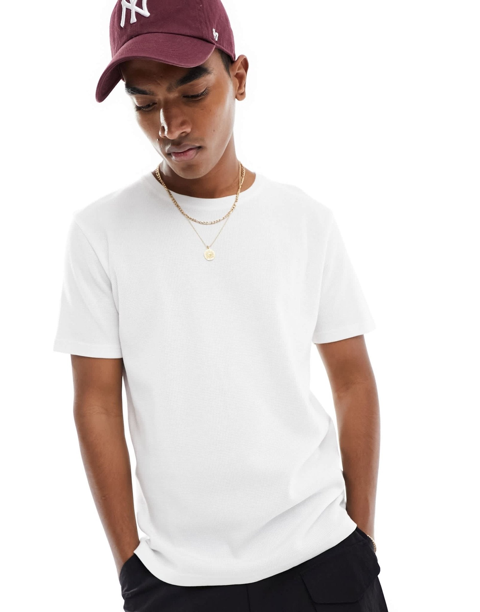 Brave Soul waffle knit t-shirt in white - ASOS Sample Sale EU Store