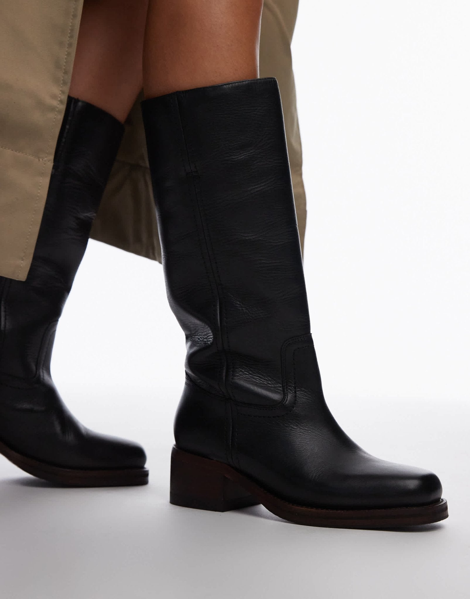 Bronx Kyley knee boots in black vintage leather - ASOS Sample Sale EU Store