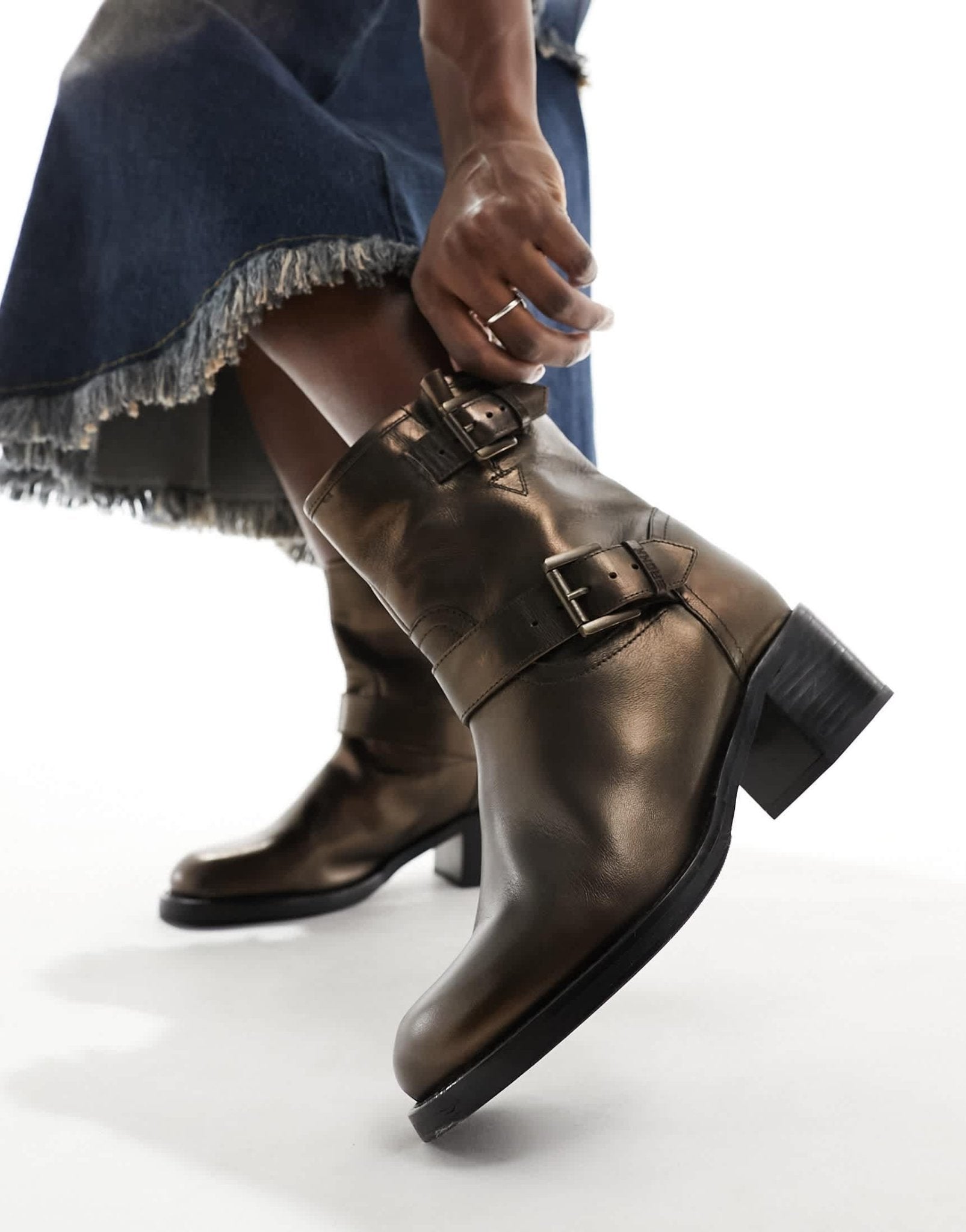 Bronx New Camperos biker ankle boots in bronze - ASOS Sample Sale EU Store