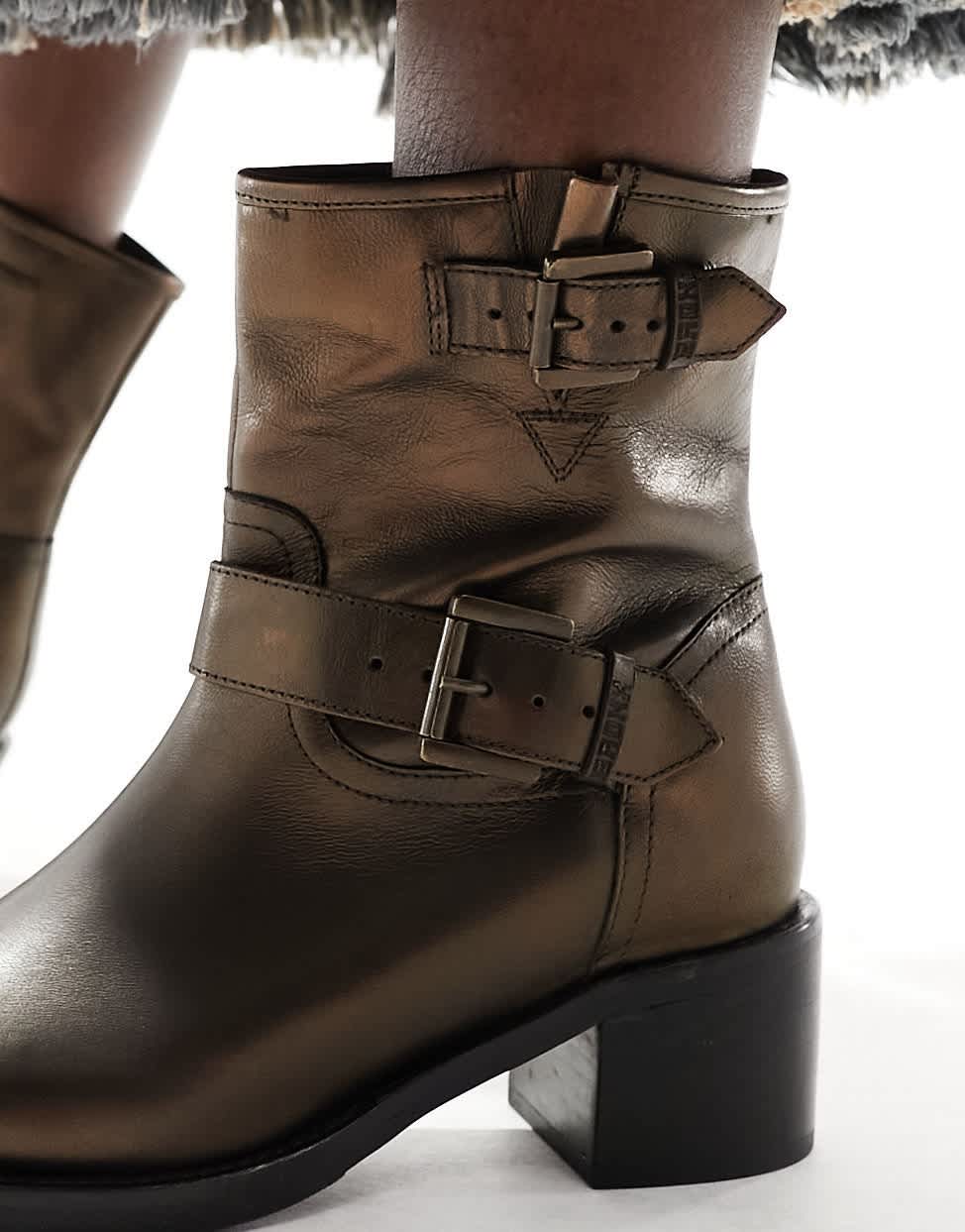 Bronx New Camperos biker ankle boots in bronze - ASOS Sample Sale EU Store
