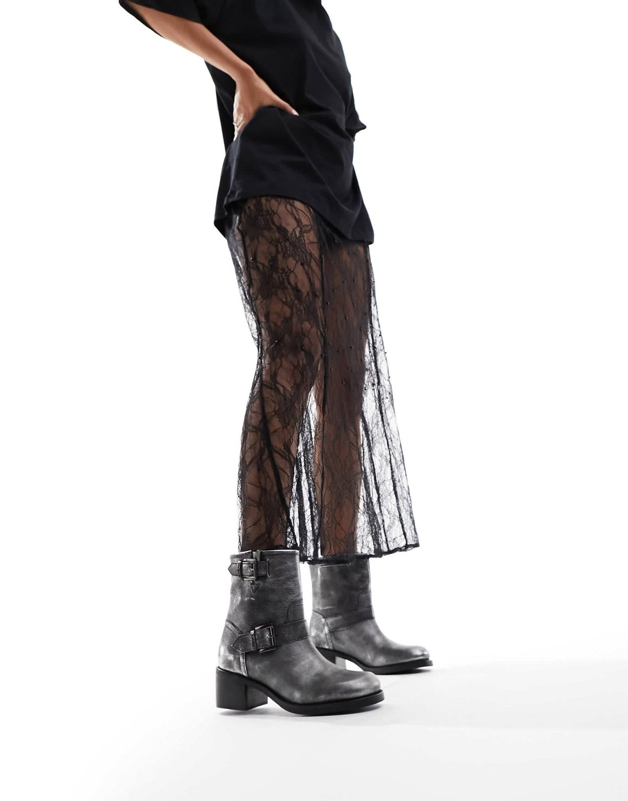 Bronx New Camperos biker ankle boots in gunmetal black - ASOS Sample Sale EU Store