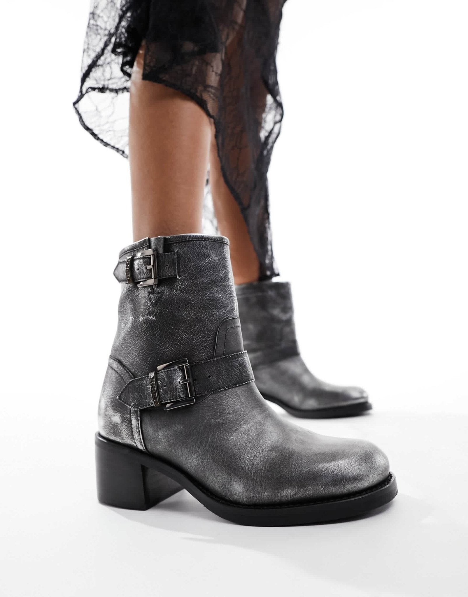 Bronx New Camperos biker ankle boots in gunmetal black - ASOS Sample Sale EU Store