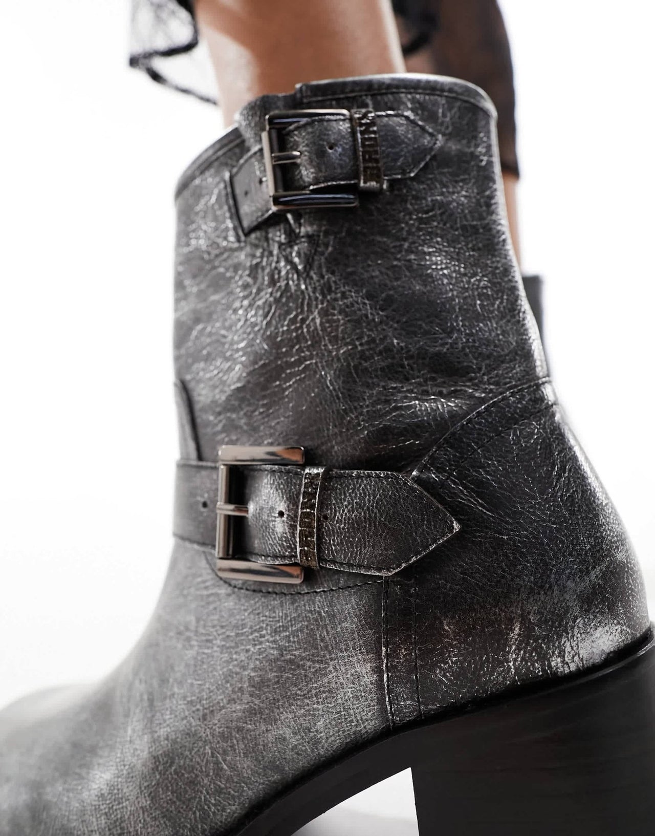 Bronx New Camperos biker ankle boots in gunmetal black - ASOS Sample Sale EU Store